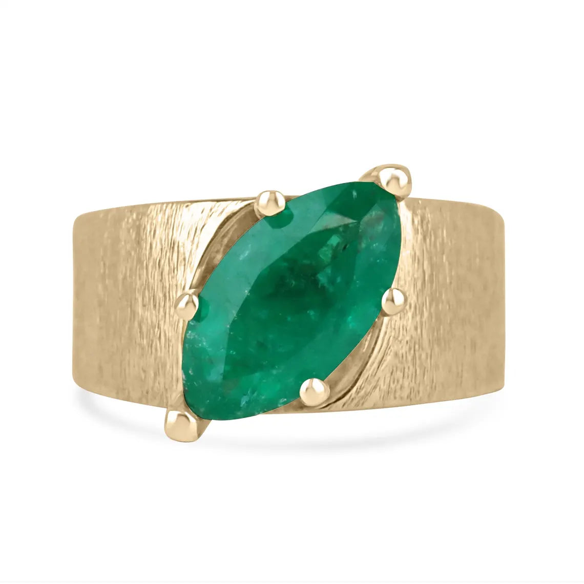 2.68ct Marquise Cut Colombian Emerald Solitaire Ring in 6-Prong Gold Setting - Elegant Jewelry for Engagement, Wedding & Special Occasions