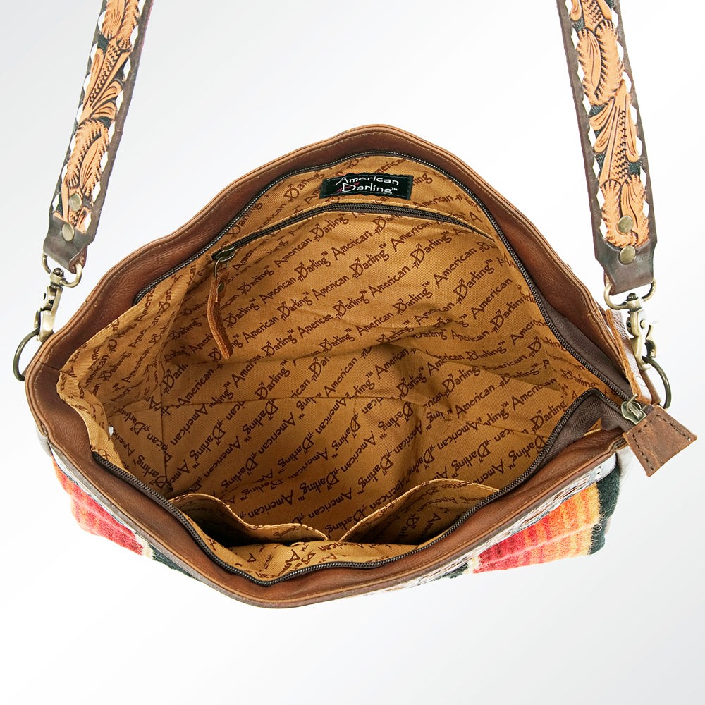 American Darling ADBGA180 Genuine Leather Western Tote Bag - Hand Tooled Saddle Blanket Design Women's Handbag Purse for Cowgirl Style & Everyday Use