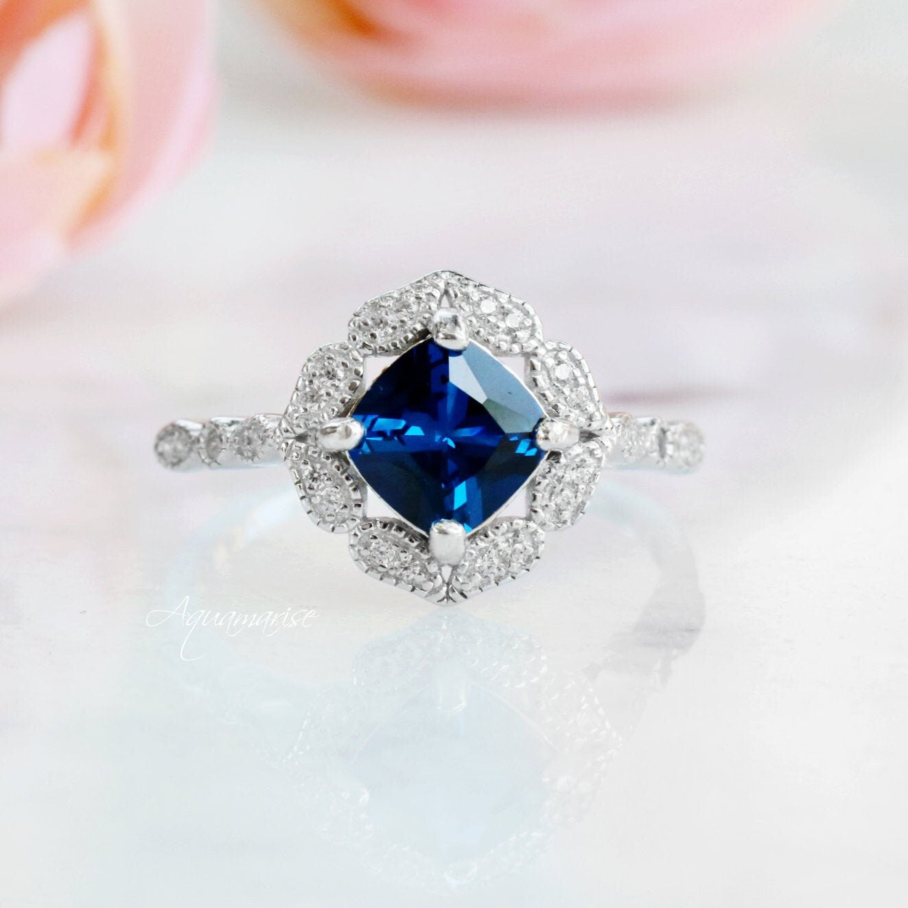 Luxury Sapphire Ring for Women - Sterling Silver 925, Elegant Blue Gemstone Jewelry for Engagement, Anniversary & Special Occasions