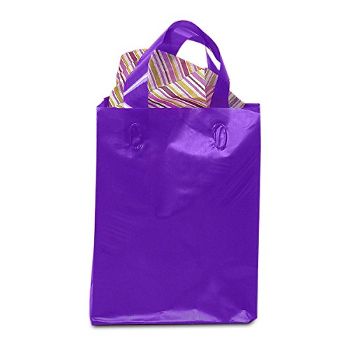 Purple Frosted Plastic Bags with Handles - 16
