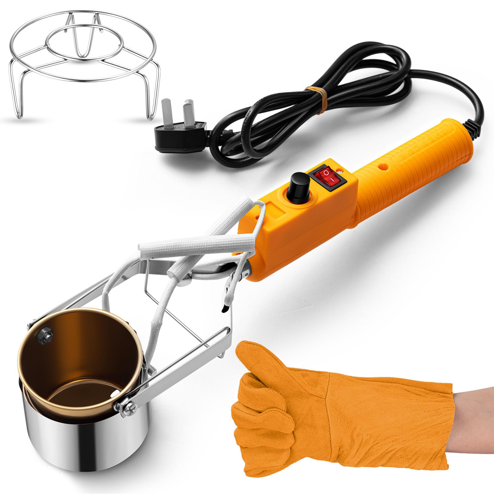 Flutesan Electric Metal Melting Furnace Kit - Portable Melting Pot for DIY Jewelry, Fishing Weights & Casting Molds | Includes Crucible, Gloves & Rack | Perfect for Home Foundry, Metal Crafting & Small Batch Production