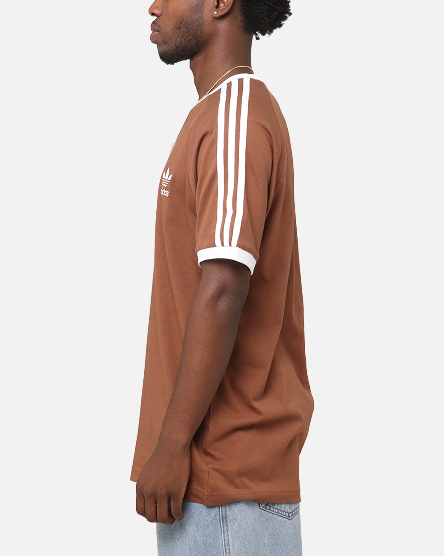 Adidas Classics 3 Stripes T-Shirt for Men - Soft Cotton Casual Tee with Iconic Logo | Perfect for Gym, Streetwear & Everyday Outfits (Brown)