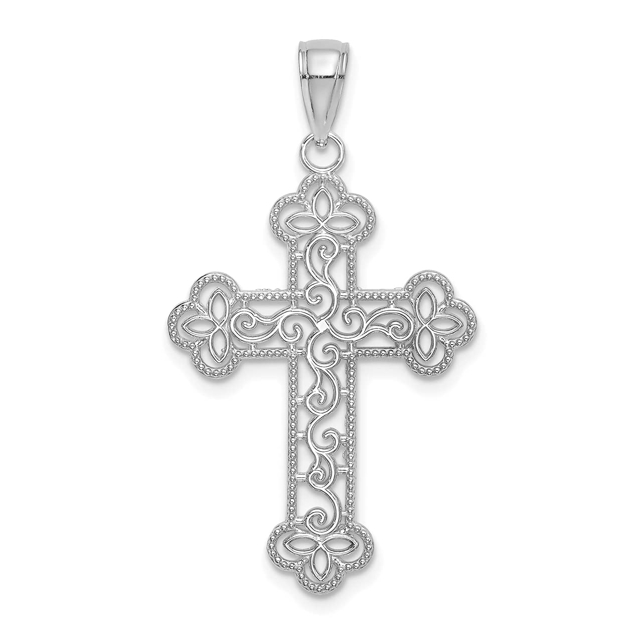 Lex & Lu 14k White Gold Textured Beaded Edge Charm Bracelet - Elegant Jewelry Gift for Women, Perfect for Anniversaries & Special Occasions
