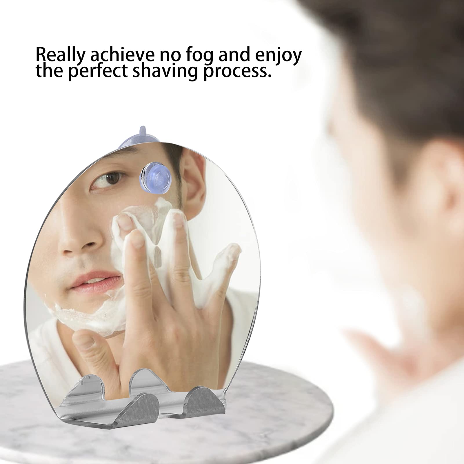 JERYS Fogless Shower Mirror with Razor Holder - Anti-Fog Bathroom Mirror for Shaving, Shatterproof Design with Powerful Suction Cups - Perfect for Steam Showers, Grooming & Travel