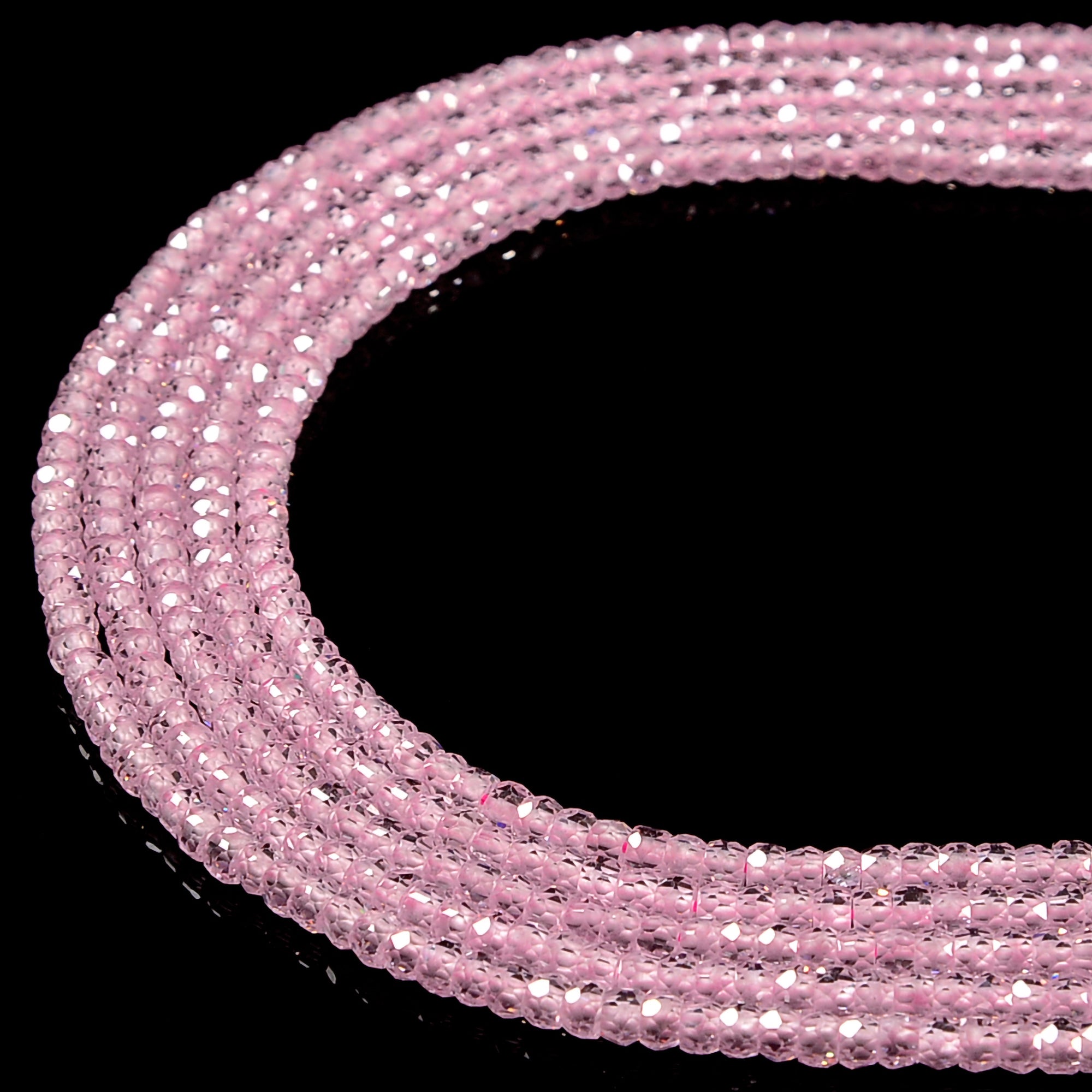 Pink Cubic Zirconia Faceted Rondelle Beads 2x3mm - 15.5 Inch Strand for Jewelry Making, DIY Bracelets & Necklaces - Perfect for Beading, Crafting & Gift Giving