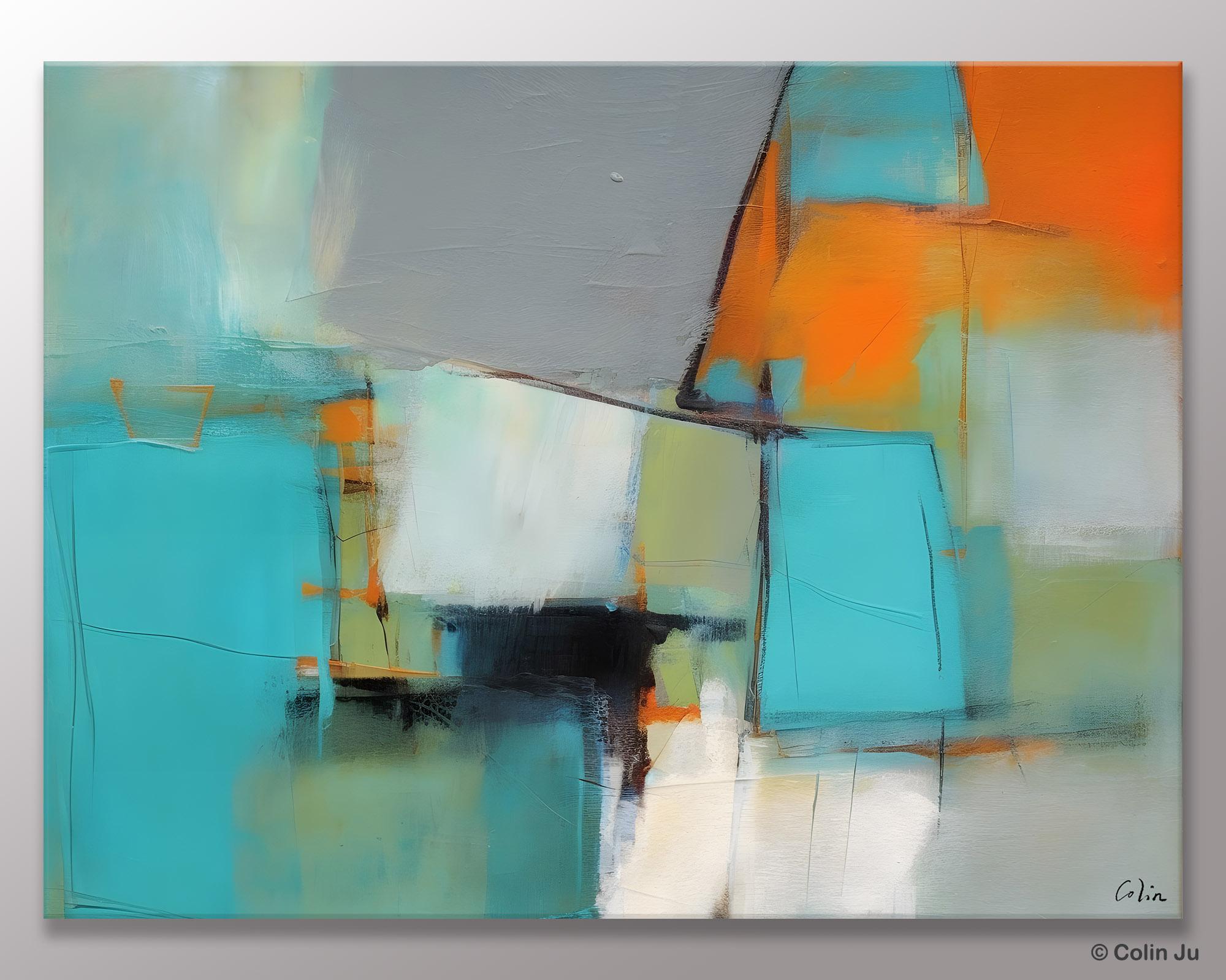 Original Modern Acrylic Dining Room Canvas Painting - Contemporary Abstract Artwork for Office Decor - Large Wall Art for Living Room, Bedroom & Workspace