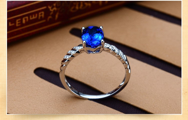 1 Carat Sapphire & Moissanite Diamond Halo Engagement Ring in 14K White Gold - Perfect for Proposals, Anniversaries & Bridal Jewelry
