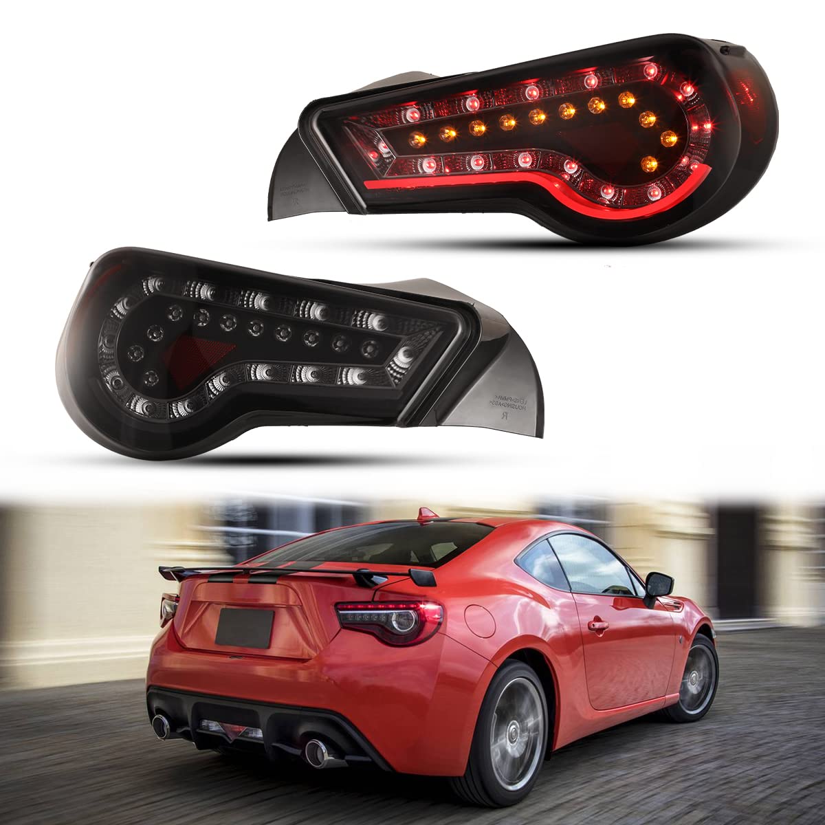 Nixon Offroad LED Tail Lights for Toyota 86 / Scion FR-S / Subaru BRZ (2013-2016) - Matte Black Housing with Smoke Lens - Direct Replacement Rear Light Assembly (1 Pair) - Perfect for Night Driving & Car Customization
