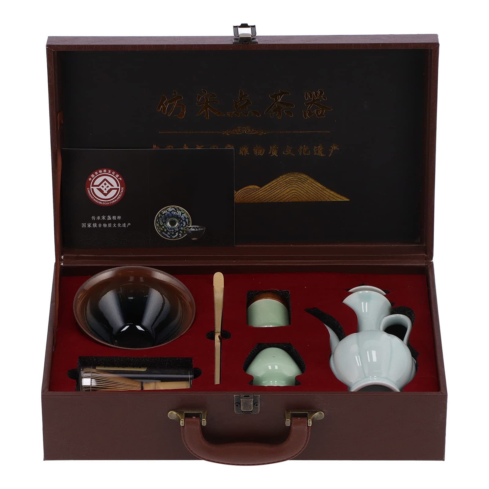Premium Matcha Tea Whisk Set - Traditional Bamboo Whisk, Ceramic Bowl, Scoop & Holder - Complete Japanese Tea Ceremony Kit (Rabbit Style) - Perfect for Home Tea Brewing, Zen Meditation & Gift Giving