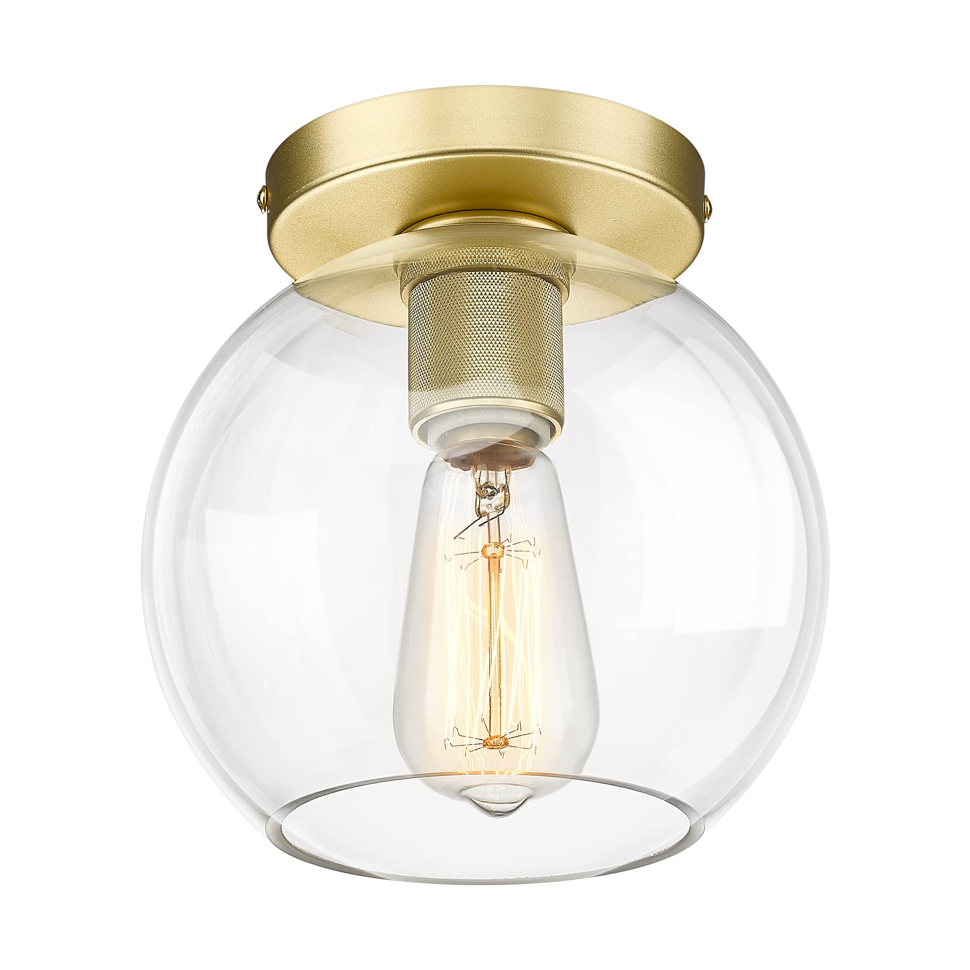 AUTELO Globe Semi Flush Mount Ceiling Light Fixture - Modern Gold Finish Glass Lighting for Hallway, Bedroom, Bathroom & Living Room - Elegant Home & Office Decor (Model C9073 BRZ)
