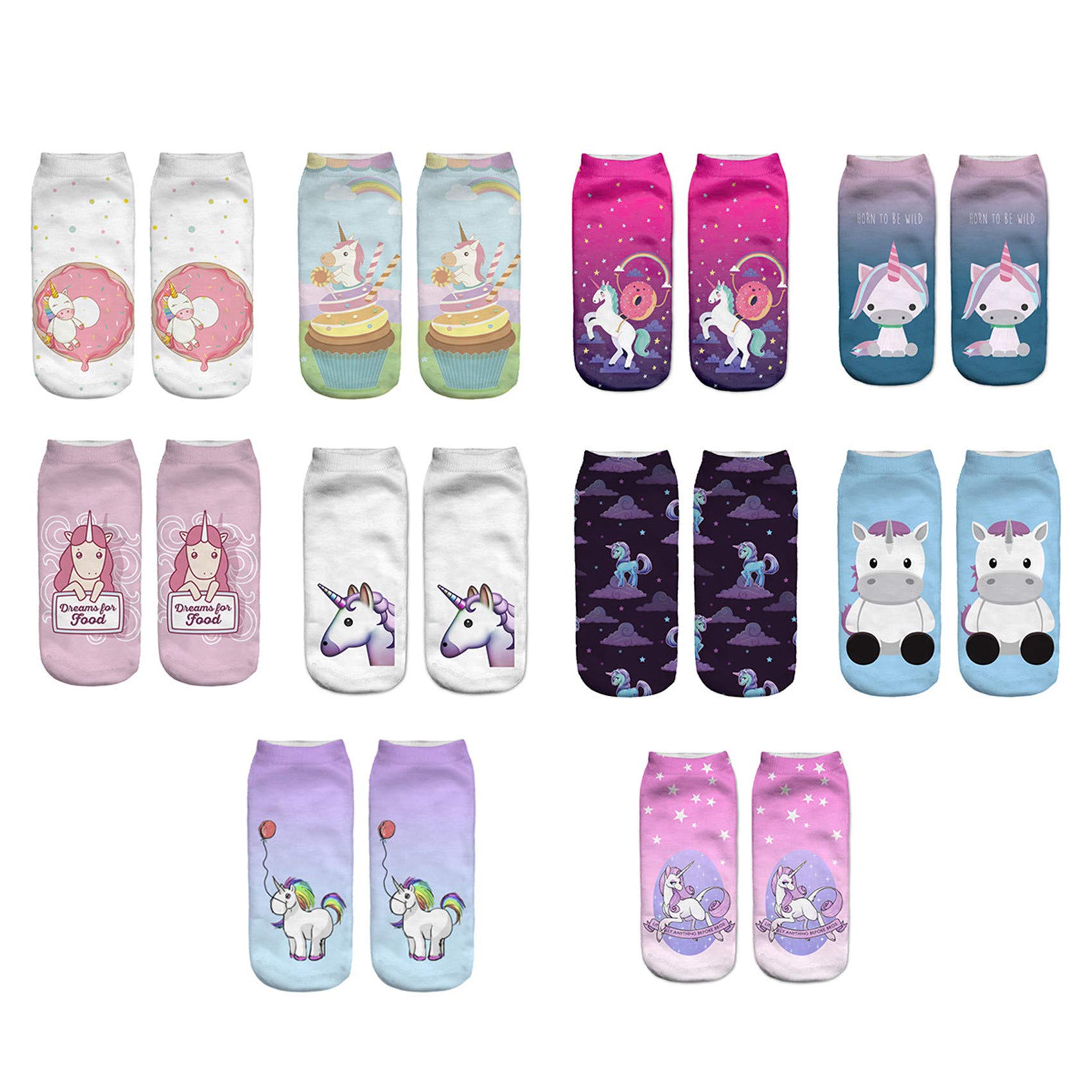 10 Pairs Cute Animal Print Ankle Socks for Girls - Cartoon Low Cut Socks Value Pack - Soft & Comfortable Everyday Wear - Perfect Christmas Gift for Kids & Teens