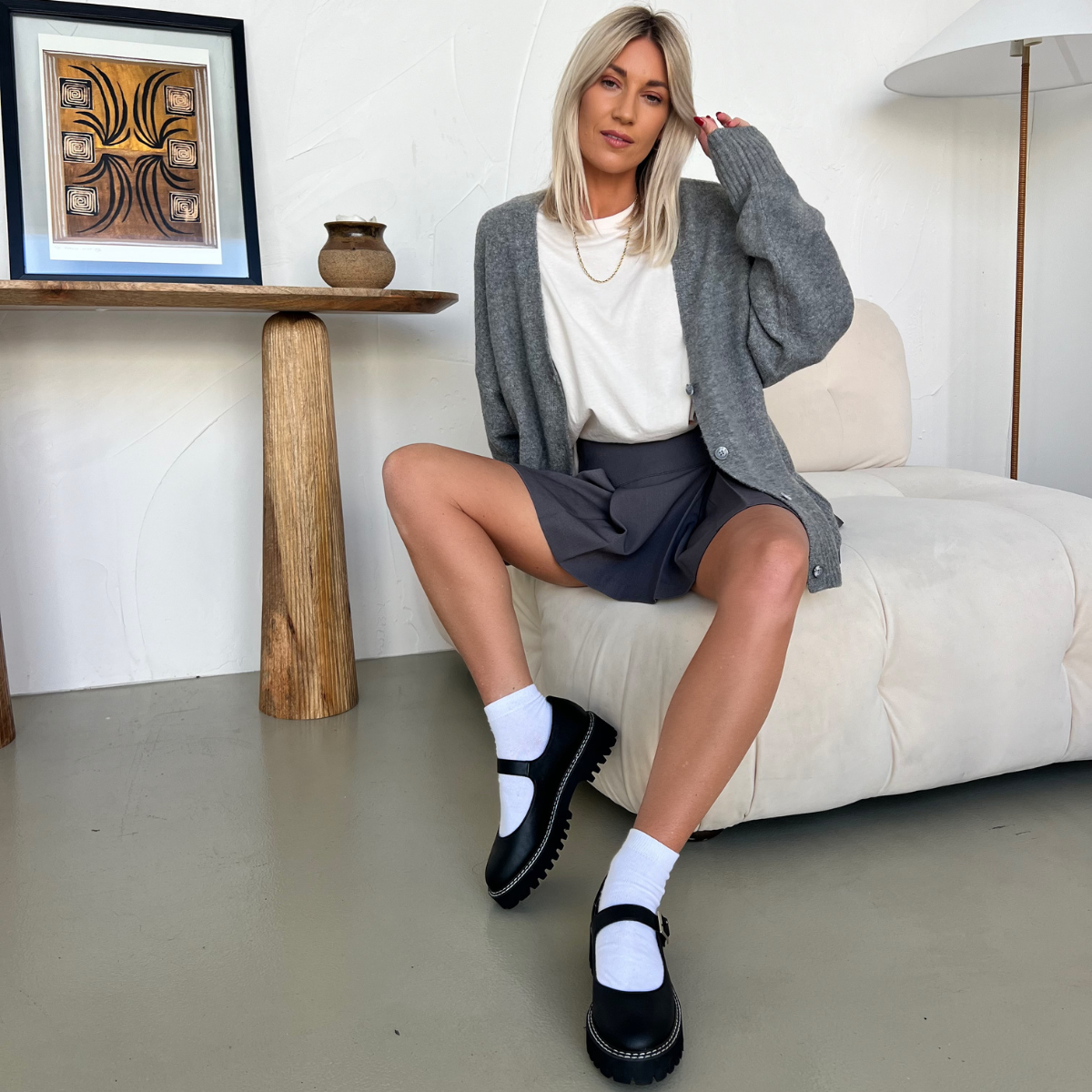 Nene Chunky Mary Jane Loafers for Women - Black Comfortable Slip-On Shoes for Casual Outfits & Work Wear