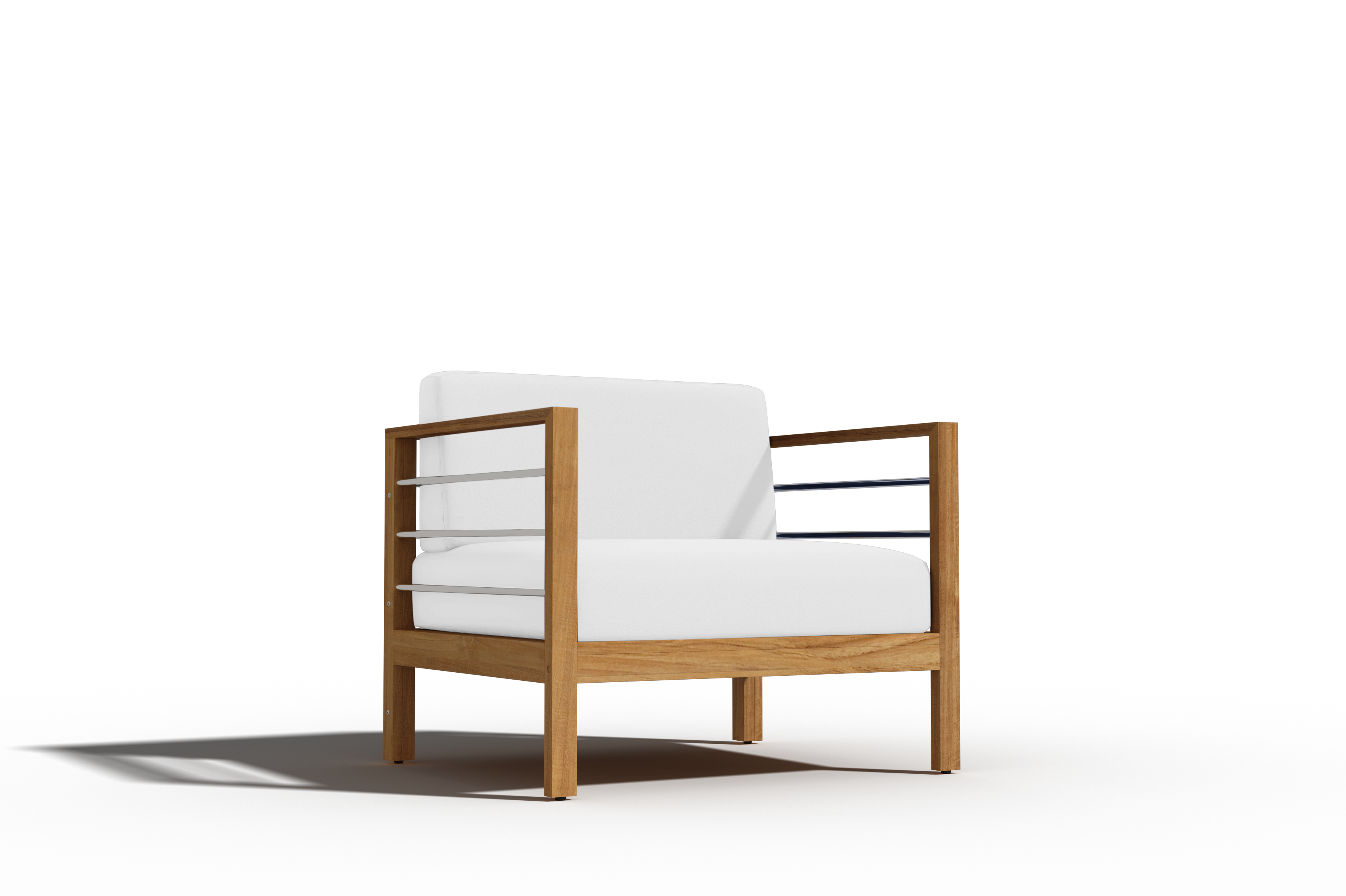 Leon 4-Piece Teak Outdoor Patio Deep Seating Set with Sunbrella White Cushions - Durable All-Weather Furniture for Backyard, Poolside & Garden Relaxation