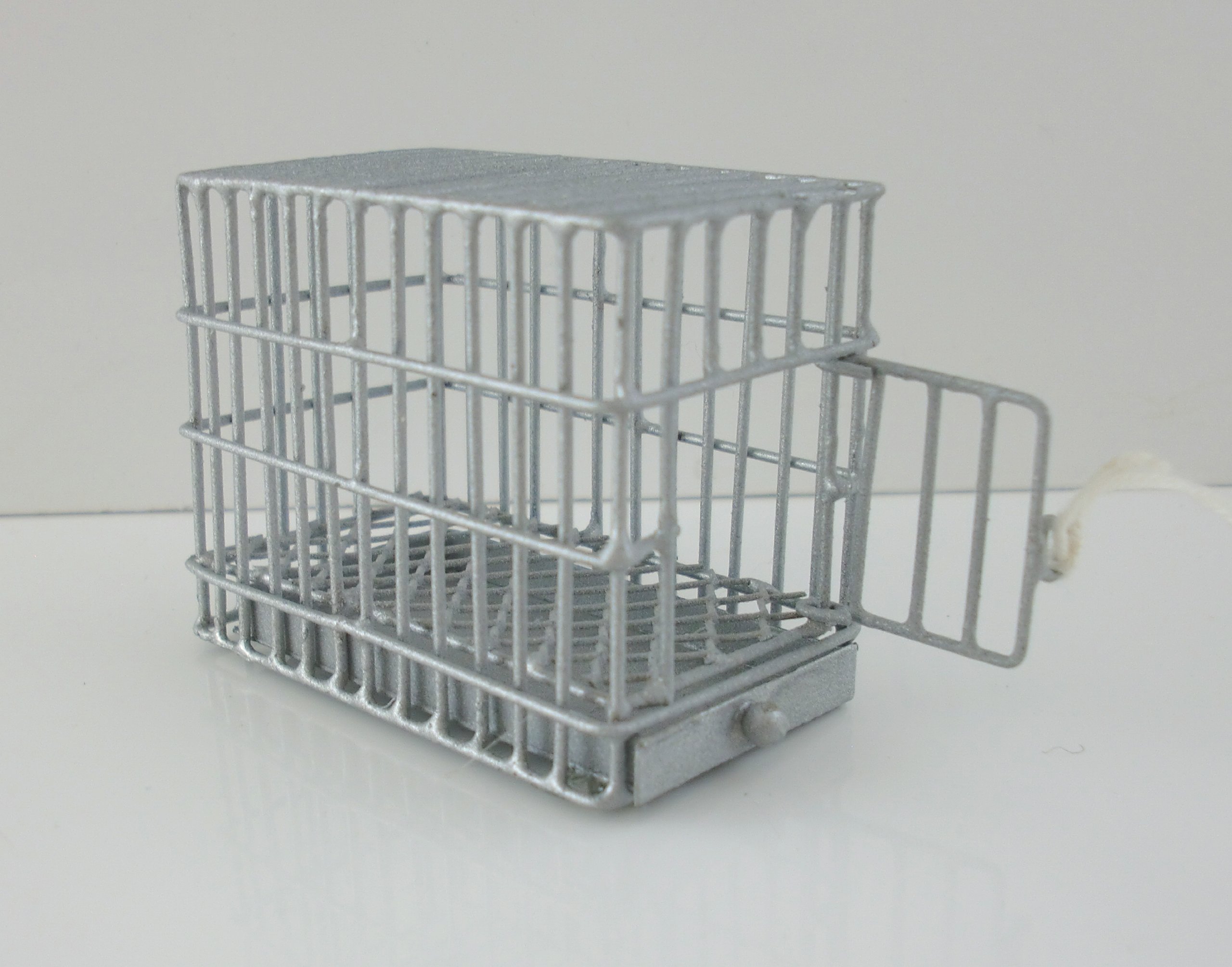 1:12 Scale Miniature Galvanized Dog Cage - Dollhouse Accessories for Pet Lovers | Perfect for Dollhouse Scenes, Pet Displays & Collectors