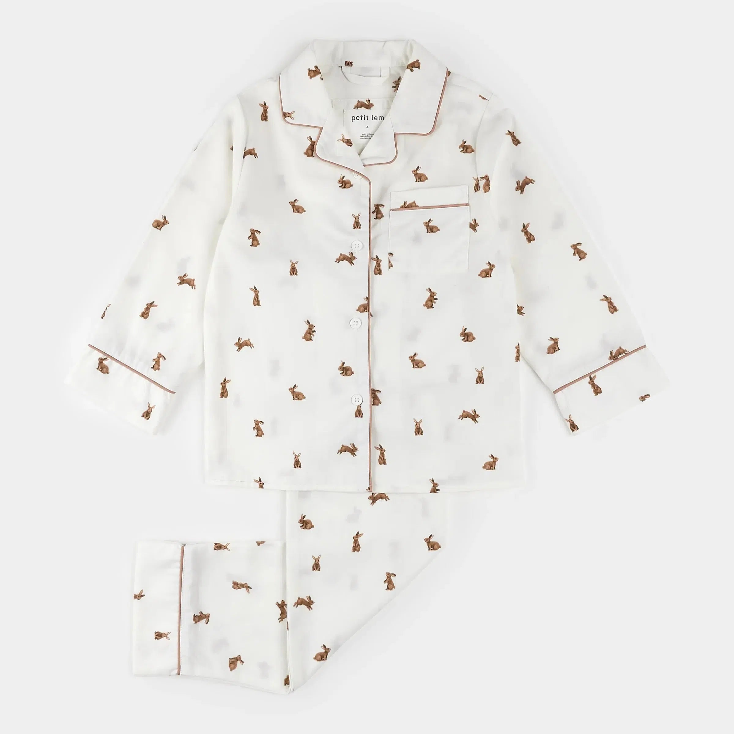 Petit Lem Poplin Pajama Set - Hoppy Bunnies Baby & Toddler Sleepwear | Soft Cotton Pajamas for Boys & Girls | Perfect for Nursery, Bedtime & Playtime