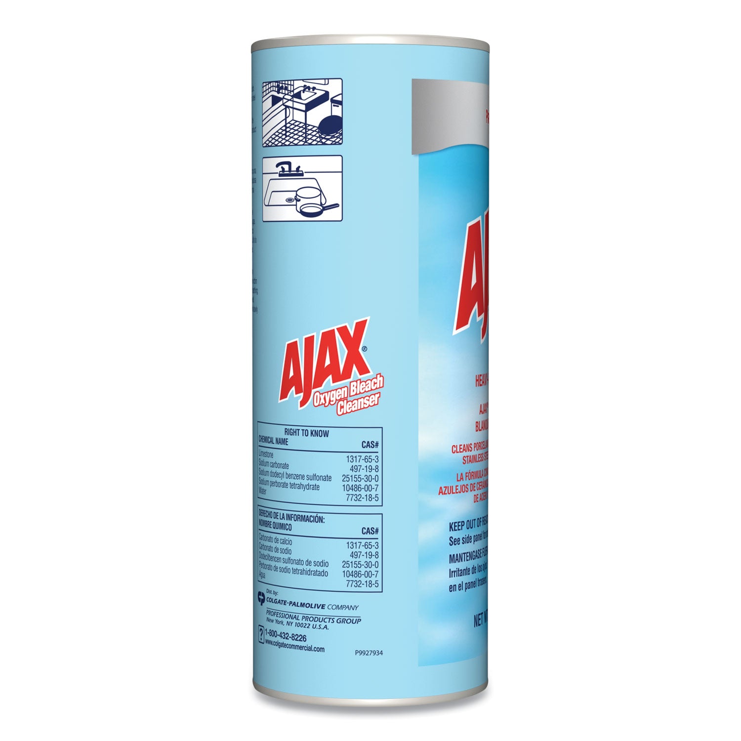 Ajax® Oxygen Bleach Powder Cleanser - 21oz Can (Pack of 24) | Multi-Surface Stain Remover for Laundry, Kitchen & Bathroom Cleaning