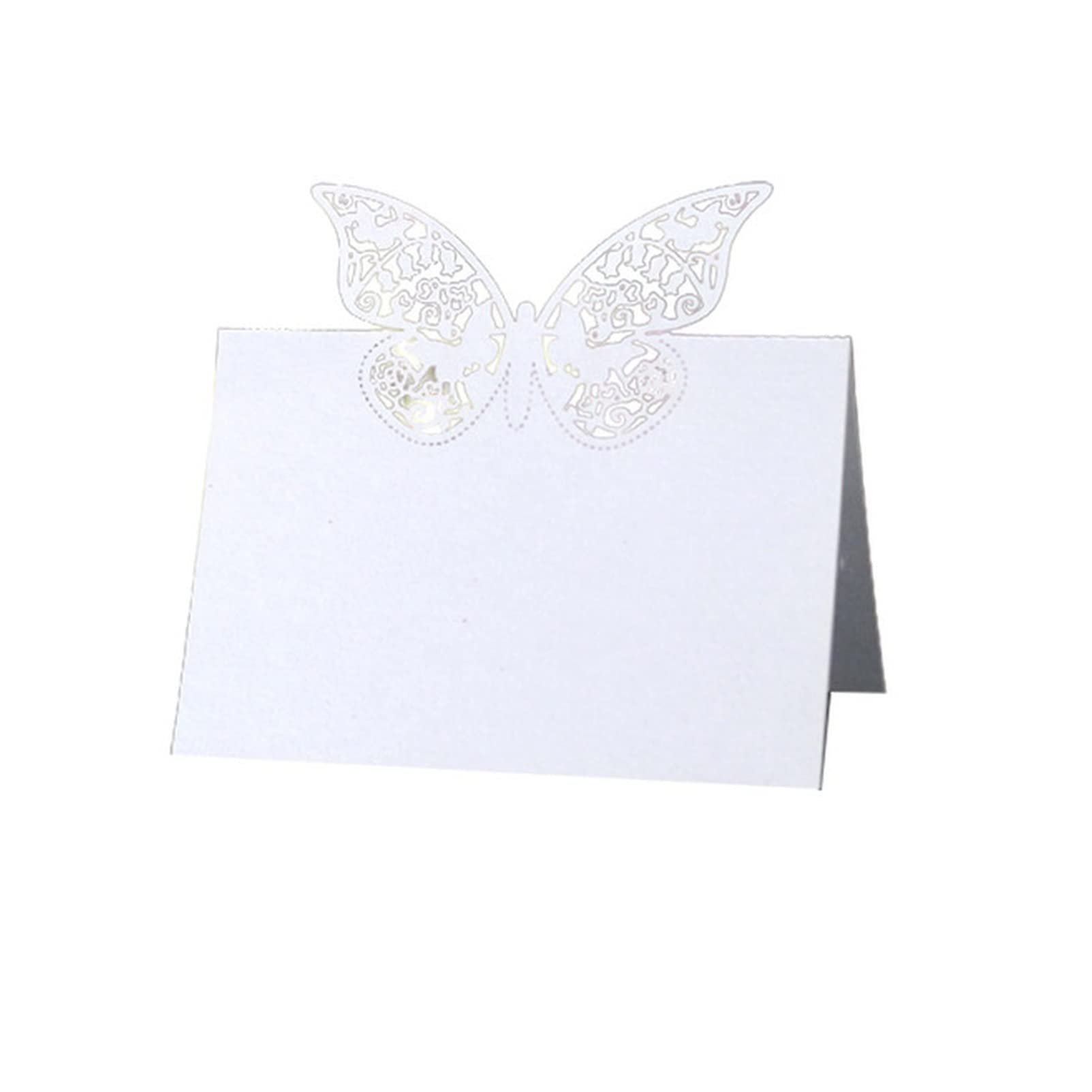 50pcs Butterfly Laser Cut Place Cards for Weddings & Birthdays - Elegant Lace Name Setting Cards, Table Decor Favors (White, 9x12cm) - Perfect for Wedding Seating, Birthday Party Decorations & Special Event Place Settings