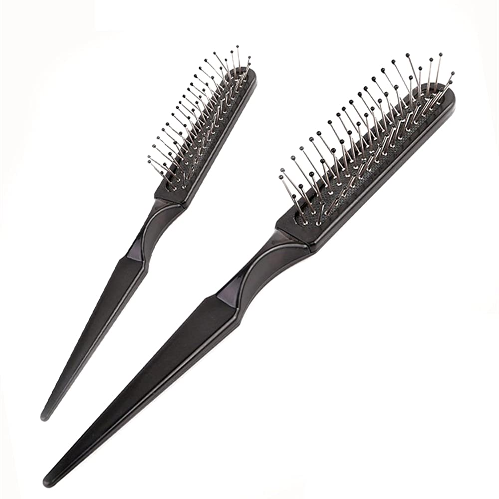2 Pack Wig Brush & Wide Tooth Comb Set - Stainless Steel Detangling Brush for Hair Extensions, Weaves, Toupees & Synthetic Wigs - Gentle Styling & Detangling Tool for Natural & Artificial Hair - Perfect for Daily Hair Care, Salon Use & Travel