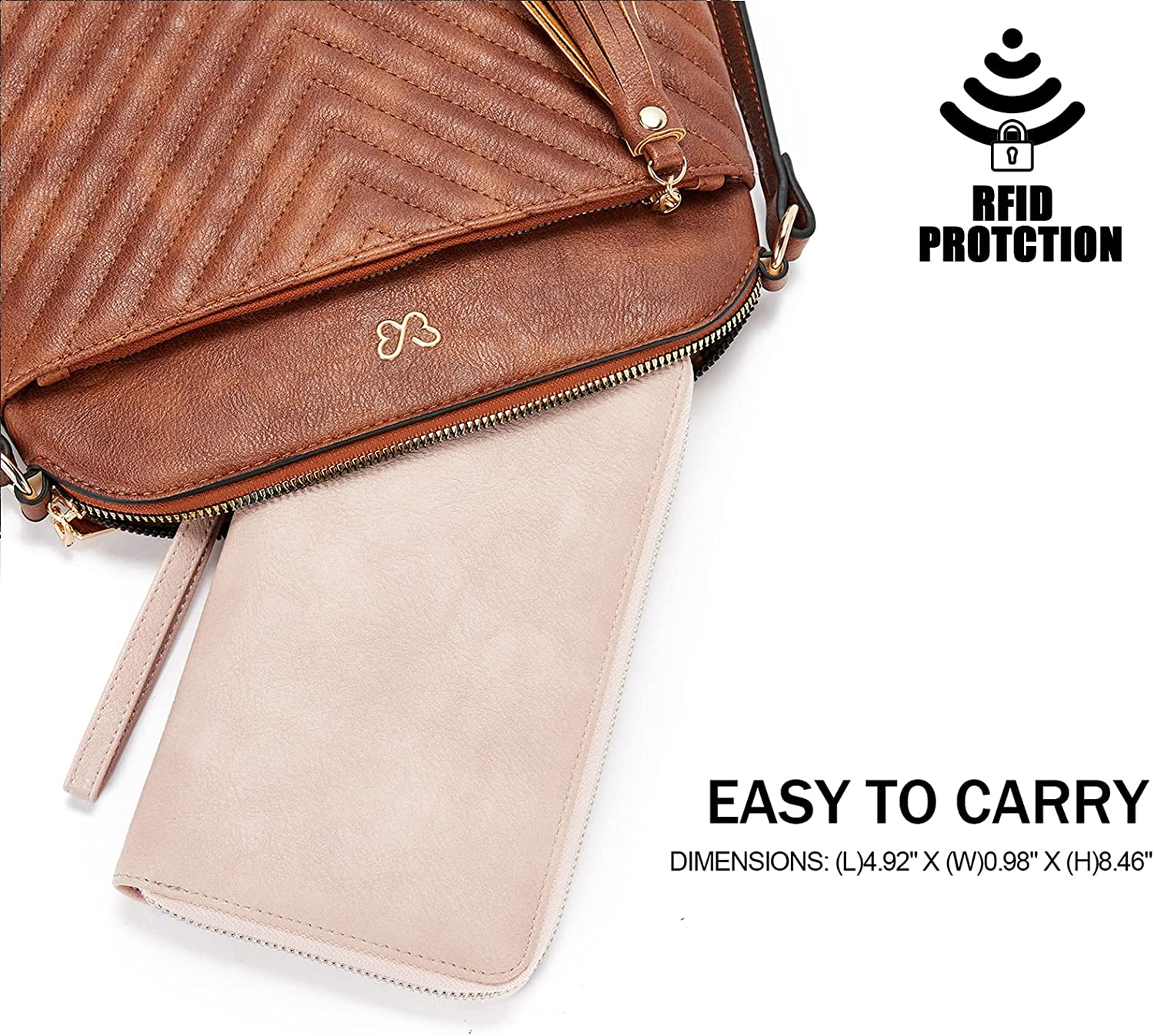 Rozenn RFID Blocking Wallets with Checkbook Holder & Zipper – Slim Leather Wallet for Women – Perfect for Travel, Business & Everyday Use