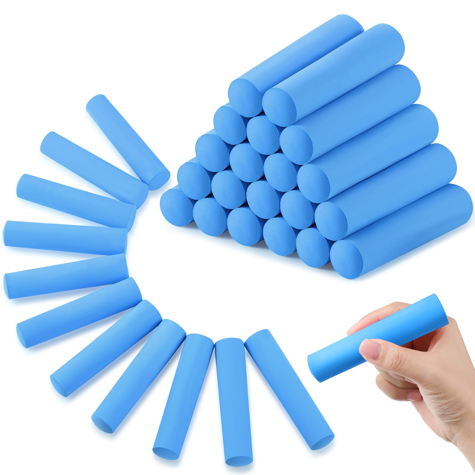 Fulmoon 40 Pcs Jumbo Sidewalk Chalk for Kids - Non Toxic, Washable Outdoor Chalk for Drawing, Painting & Graffiti - Large Round Street Chalk in Blue - Perfect for Classroom, Park & Driveway Art Activities