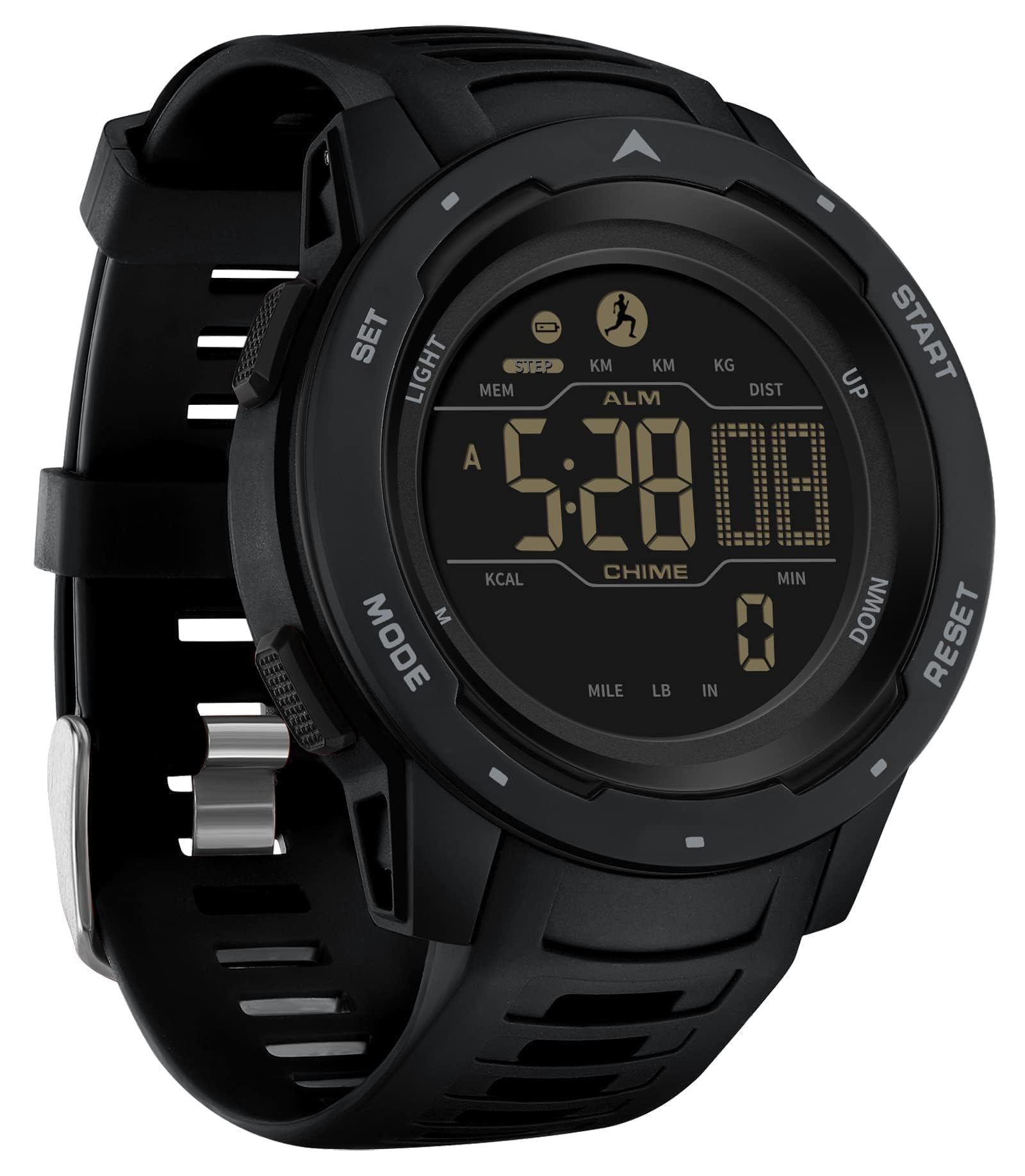 Men's Digital Sports Watch with Pedometer, Waterproof & Military Tactical Design - Perfect for Running, Gym & Outdoor Activities