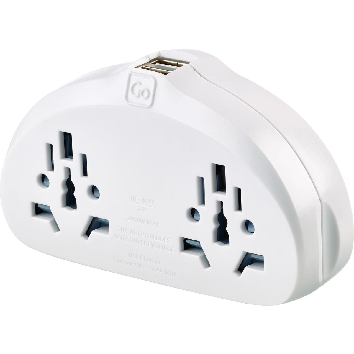Go Travel World AUS/China Universal Grounded Power Adapter Duo with USB Charger - Perfect for International Travel, Business Trips & Hotel Use