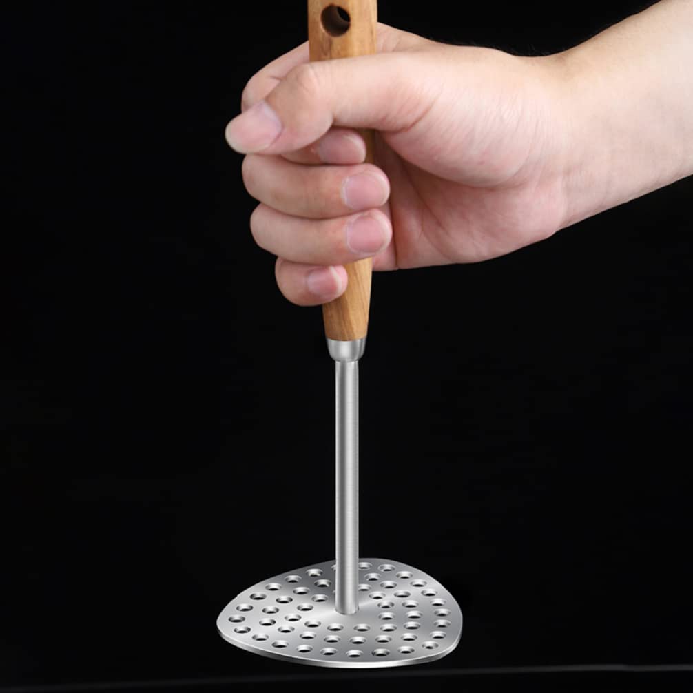 Premium Potato Masher - Heavy Duty Stainless Steel Potato Ricer & Crusher for Smooth Mashed Potatoes, Pumpkin, Baby Food - Ergonomic Kitchen Gadget for Easy Mashing & Pureeing - Perfect for Thanksgiving, Family Dinners & Meal Prep