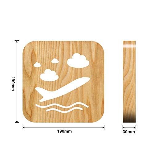 3D Wooden Aircraft LED Night Light - Kids Room Decor, Creative Table Lamp for Bedroom, Nursery & Gift Idea | Perfect for Boys' Themed Bedrooms & Aviation Enthusiasts