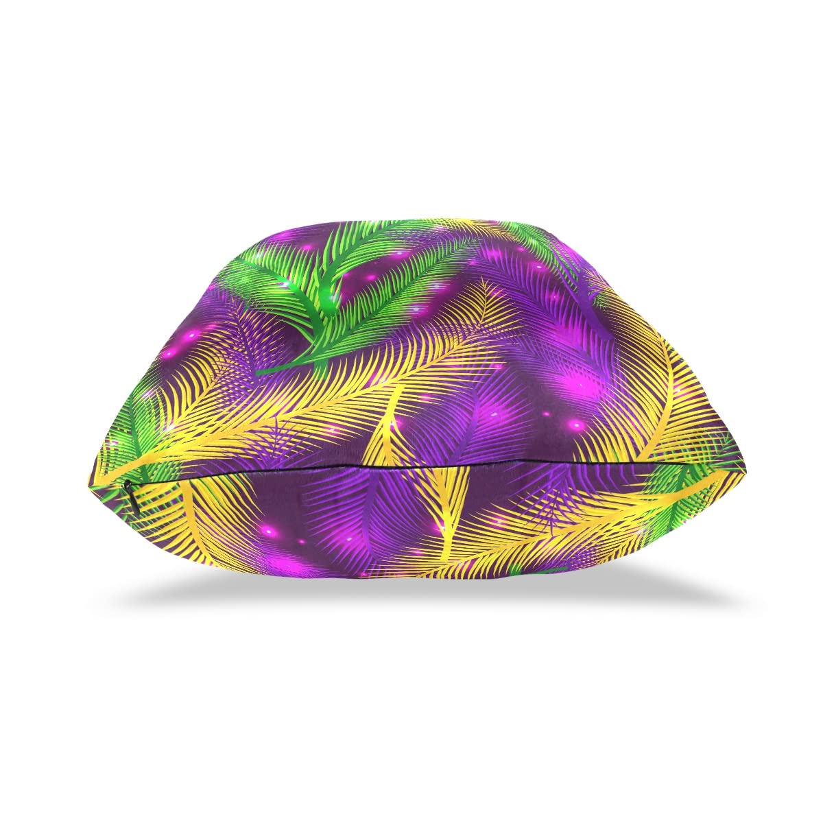 Aflyko 2 Pack 18x18 Inch Mardi Gras Throw Pillow Covers - Masquerade Feather Glitter Pillow Cases for Sofa, Carnival Party Decor, Fat Tuesday Gift - Perfect for Home Decor, Living Room, Bedroom & Festive Celebrations