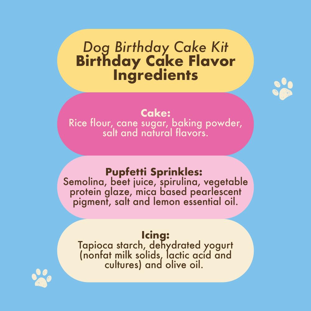 Puppy Cake Dog Birthday Cake Kit - Complete Cake & Icing Mix with Candle & Silicone Pan - Birthday Cake Flavor with Sprinkles - Bake or Microwave - Made in USA - Perfect for Dog Birthday Parties, Adoption Anniversaries & Special Celebrations