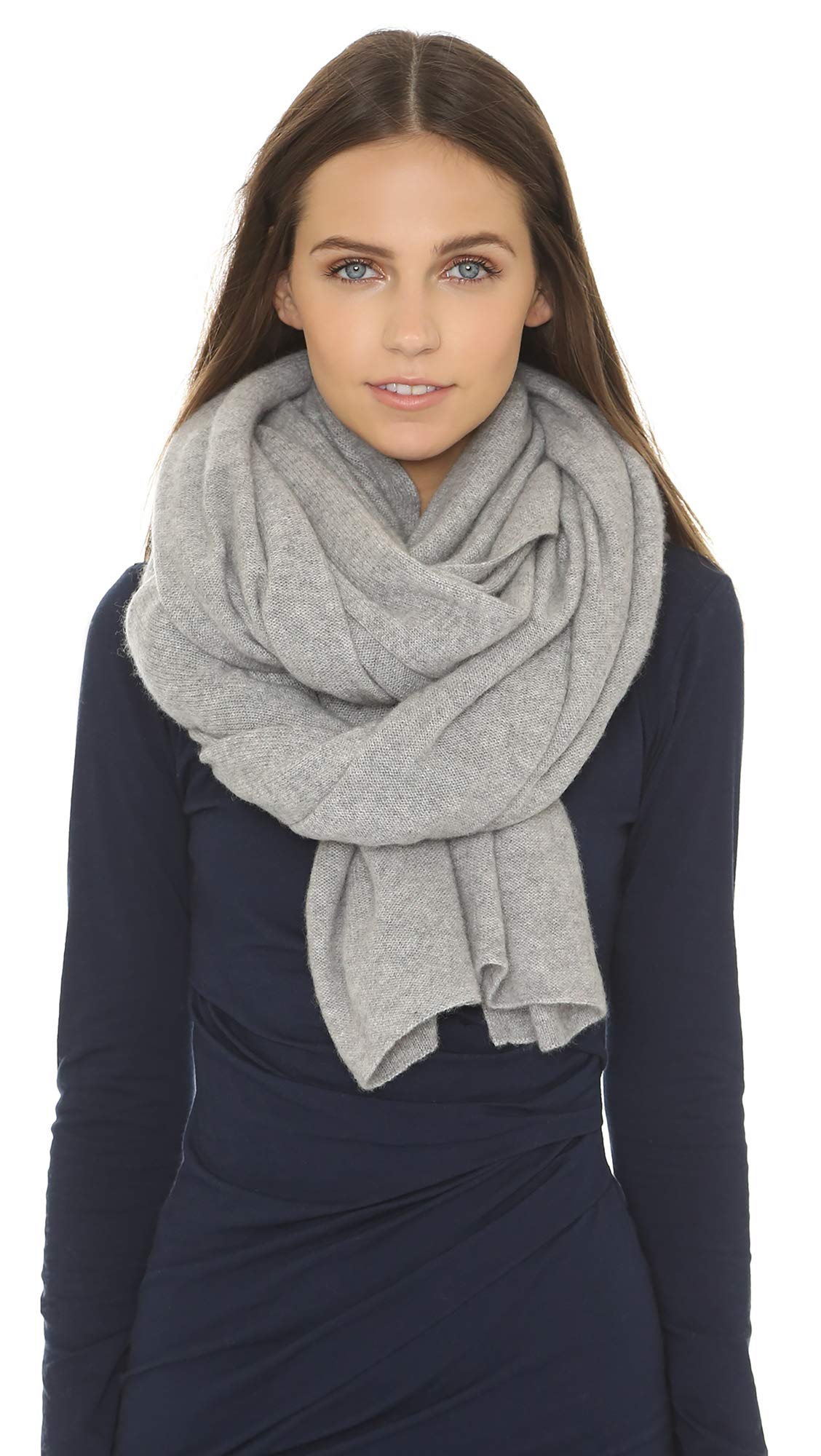 Luxury White + Warren Women's 100% Cashmere Travel Wrap Scarf - Soft Warm Shawl for Airplane, Office & Winter Outfits