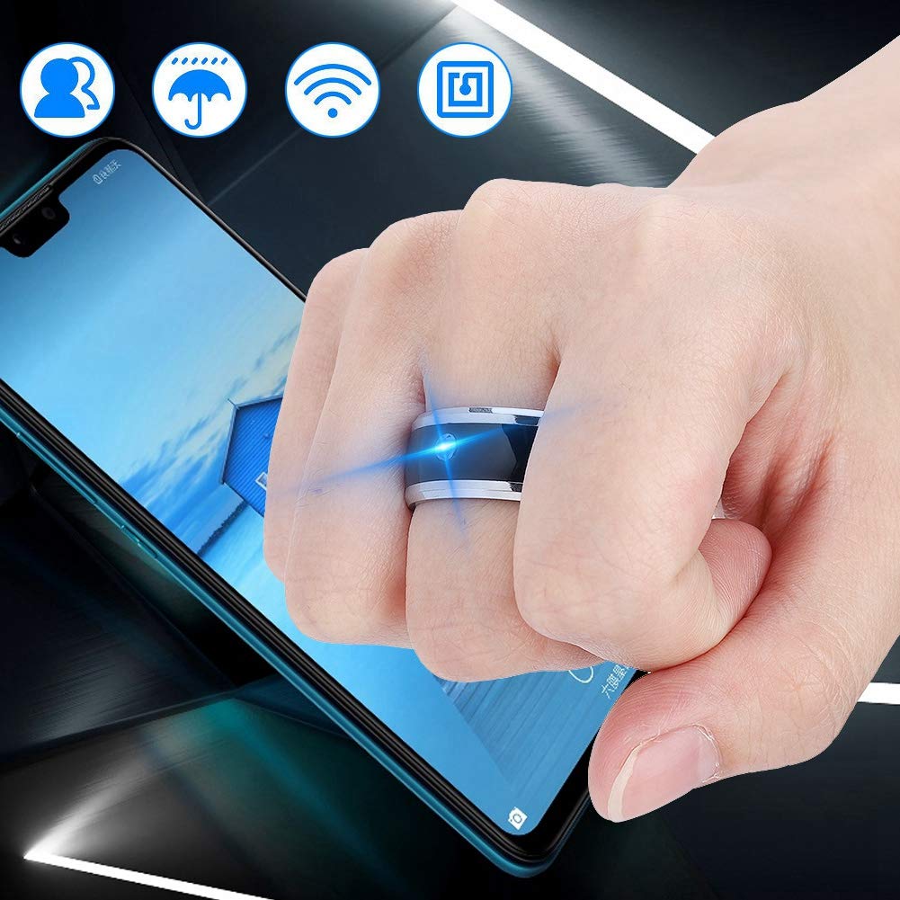 NFC Smart Ring - Multi-Function Wearable Device with Ultra Sensitive NFC Chip for Smartphones (Size 8) - Perfect for Contactless Payments, Smart Home Control & Digital Business Cards
