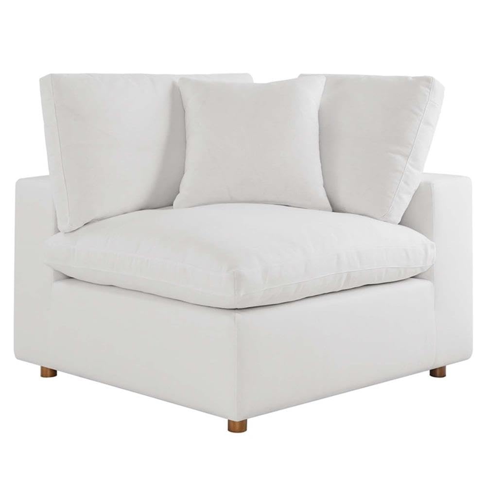 Modway Commix 6-Piece Modern Fabric Overstuffed Sectional Sofa Set in Pure White - Contemporary Living Room Furniture for Home Theater & Family Gatherings
