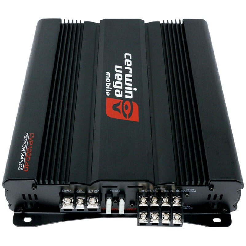 Cerwin Vega CVP1200.4D 4-Channel Car Amplifier - 1200W Class A/B 2 Ohm Stable - High Power Audio for Cars, Trucks & Boats - Perfect for Car Audio Systems & Marine Applications