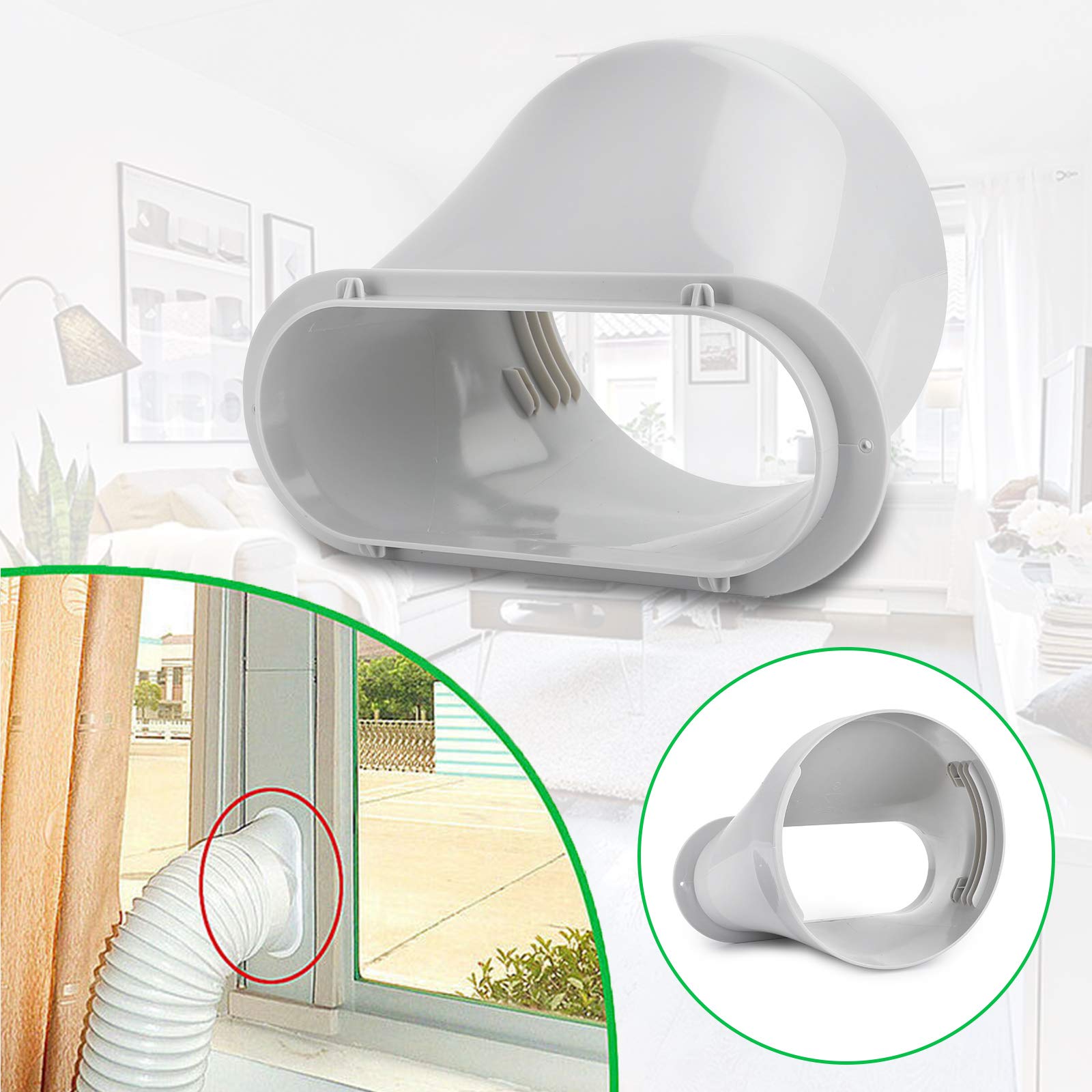 Portable Air Conditioner Exhaust Hose Window Adapter Kit - Flat Connector for Efficient Cooling - Perfect for Home, Office & RV Use