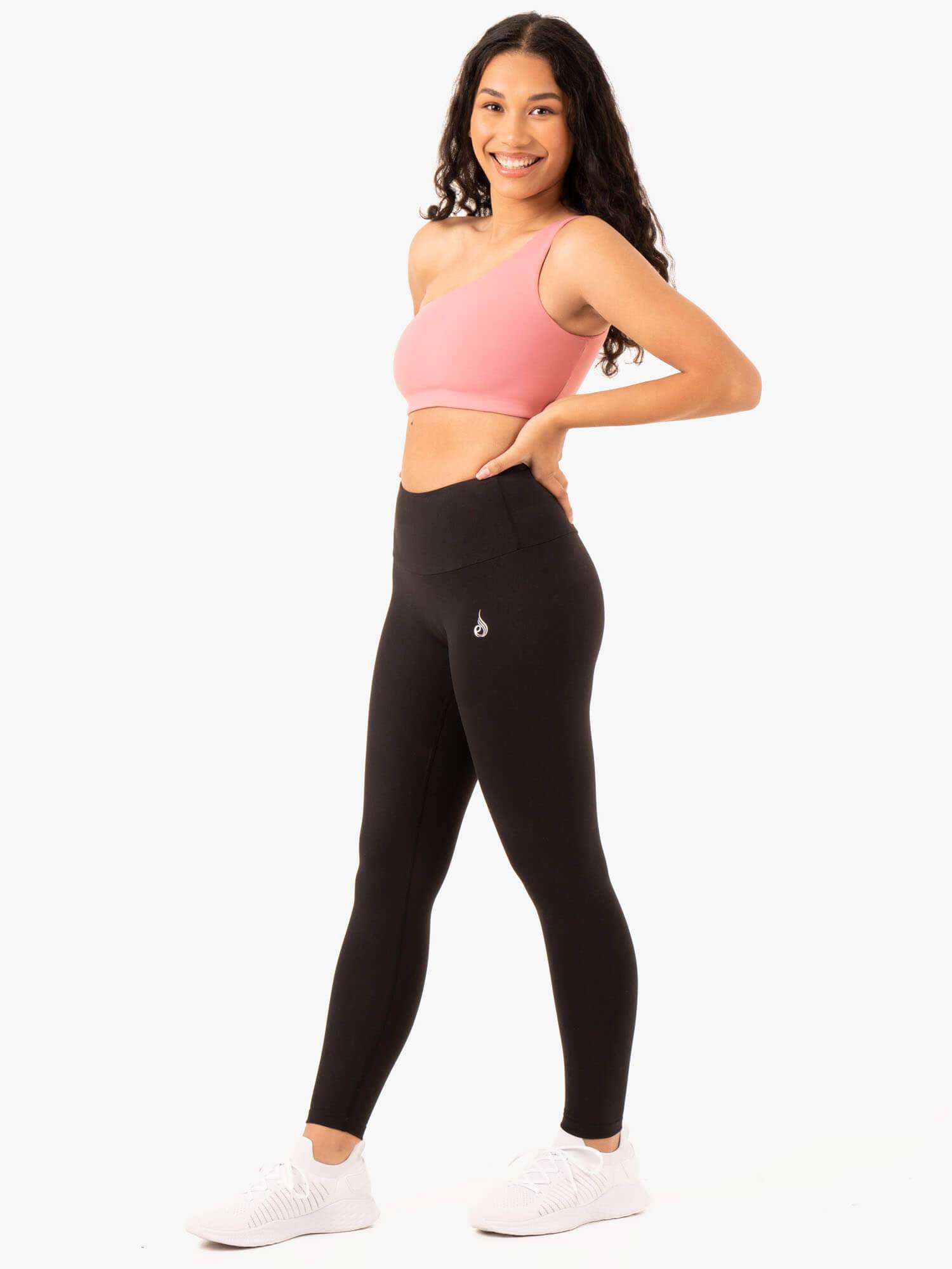Adapt One Shoulder Sports Bra - Blush Pink - High Support Workout Top for Yoga, Running & Gym