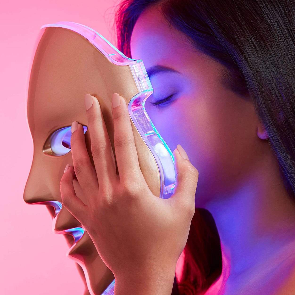 Golden LED Light Therapy Facial Device for Skin Rejuvenation - Anti-Aging & Acne Treatment at Home | Perfect for Daily Skincare Routine & Spa Night