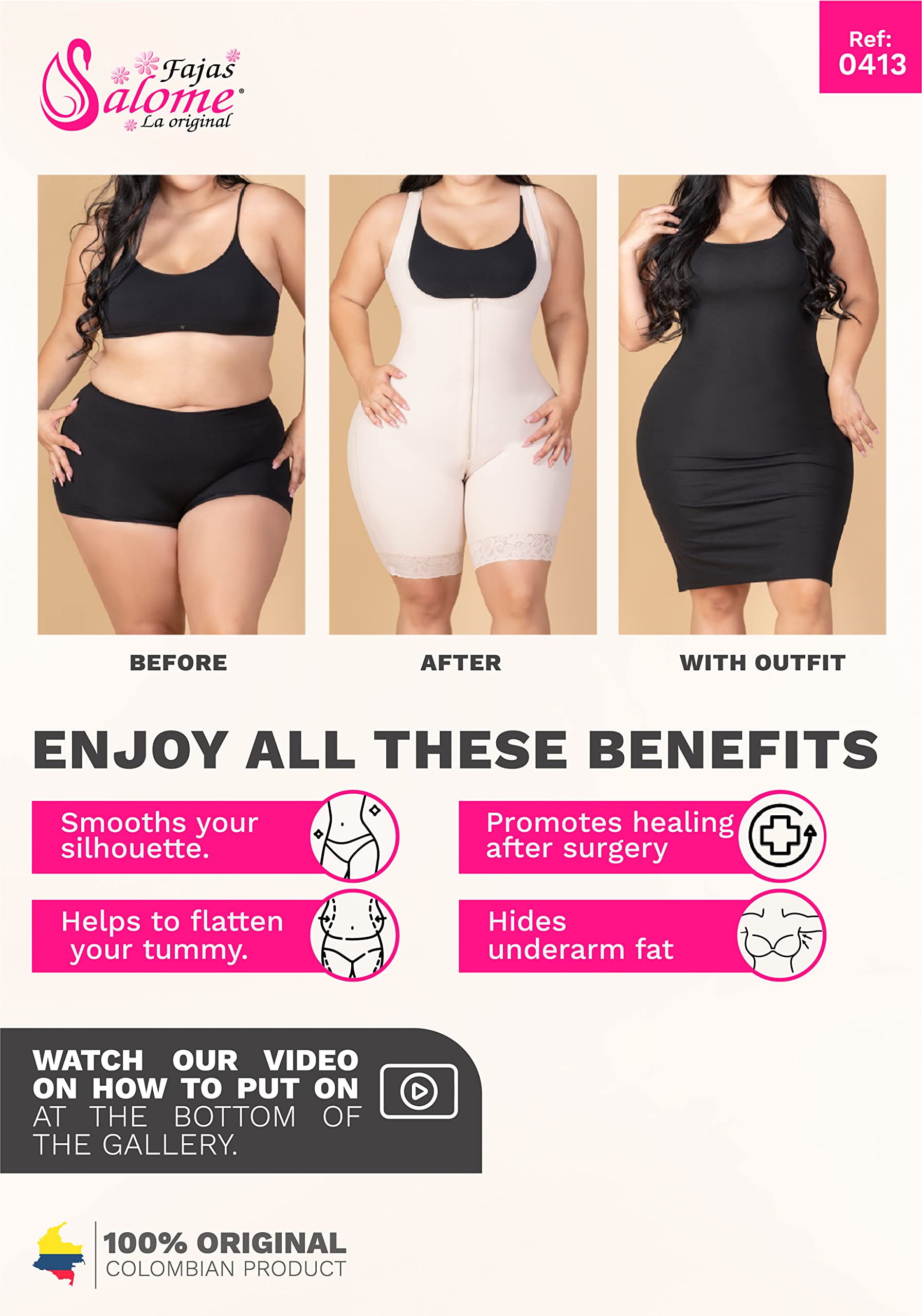 Salome Fajas Colombianas Postpartum Shapewear - Full Body Shaper for Women, Postpartum Girdle for Tummy Control & Waist Training - Perfect for Post Pregnancy Recovery & Everyday Slimming