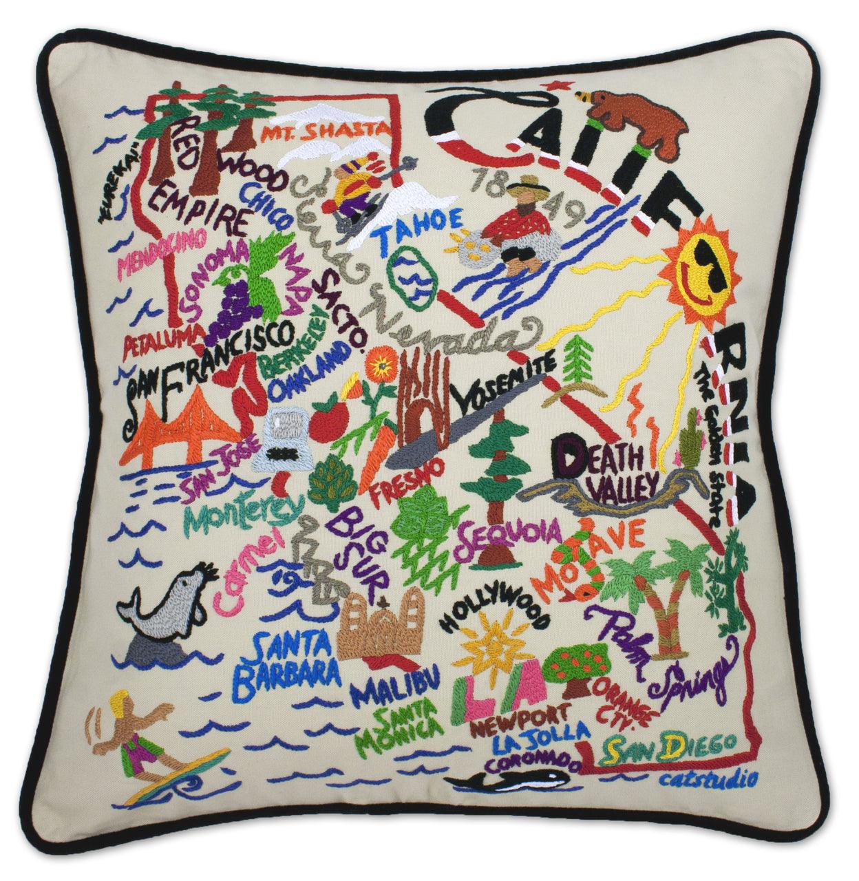Hand Embroidered Decorative Throw Pillow Covers - Boho Chic California Style Home Decor for Sofa, Bedroom & Living Room