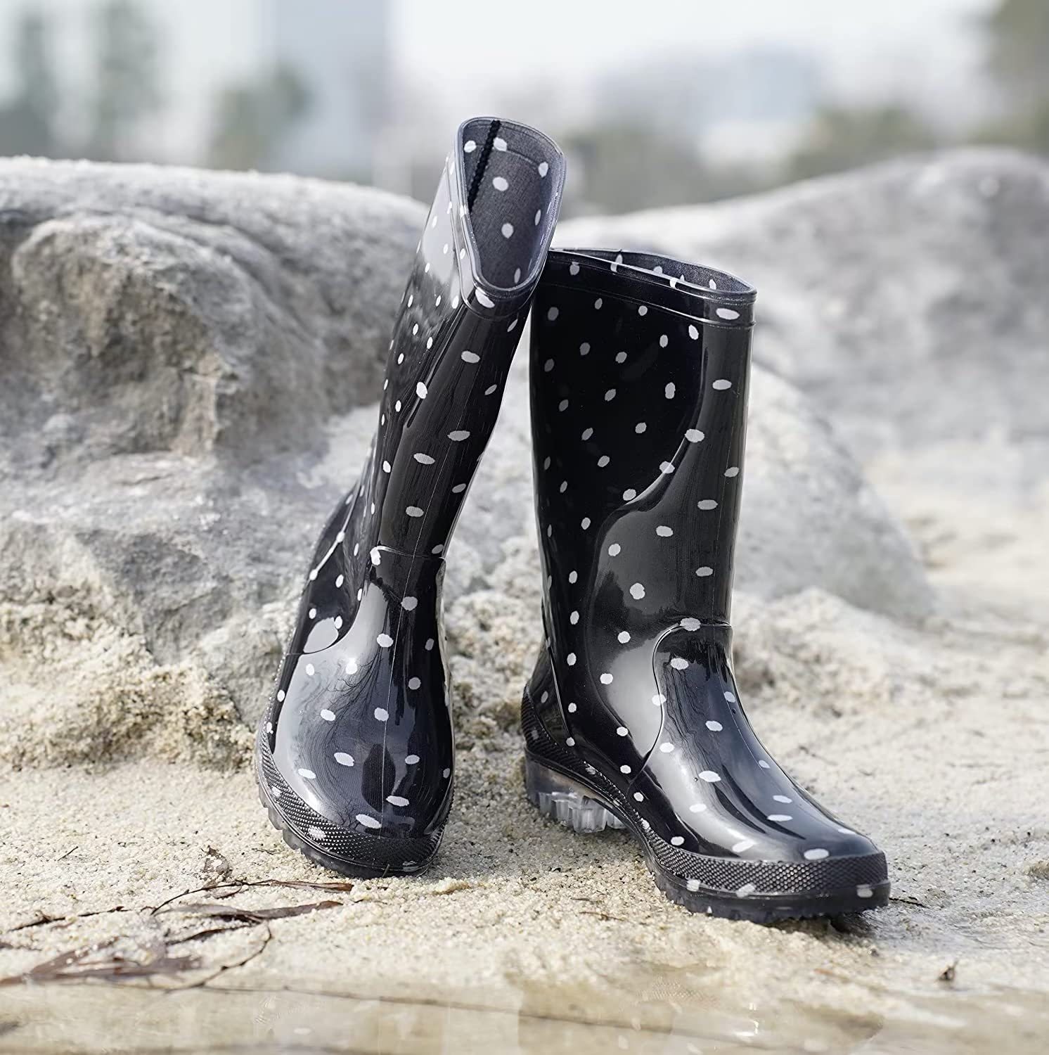 DaeRainy Women's Waterproof Mid-Calf Rain Boots - Non-Slip Garden, Fishing, Farm & Outdoor Work Boots for Women - Perfect for Rainy Days, Yard Work & Outdoor Activities