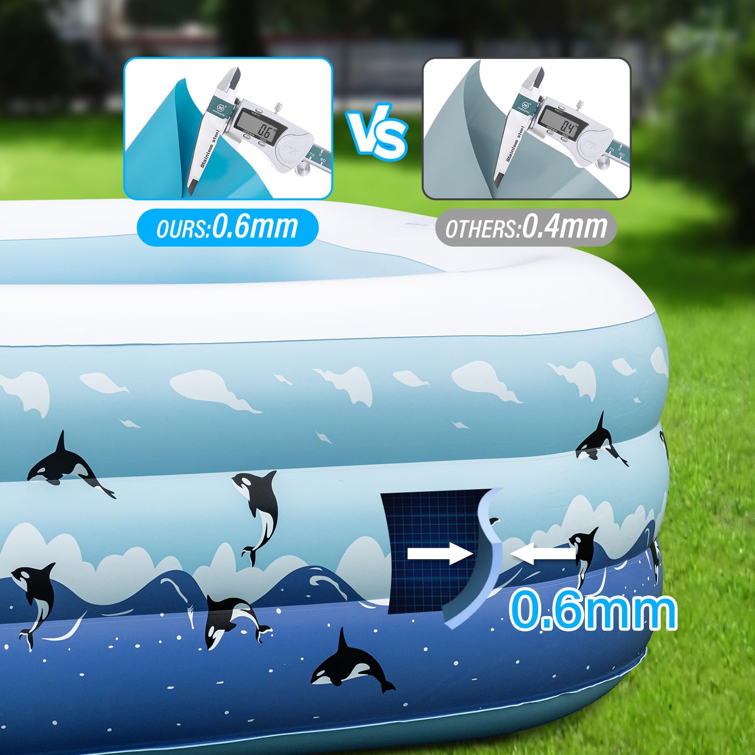 **Large Inflatable Pool with Pump - 130