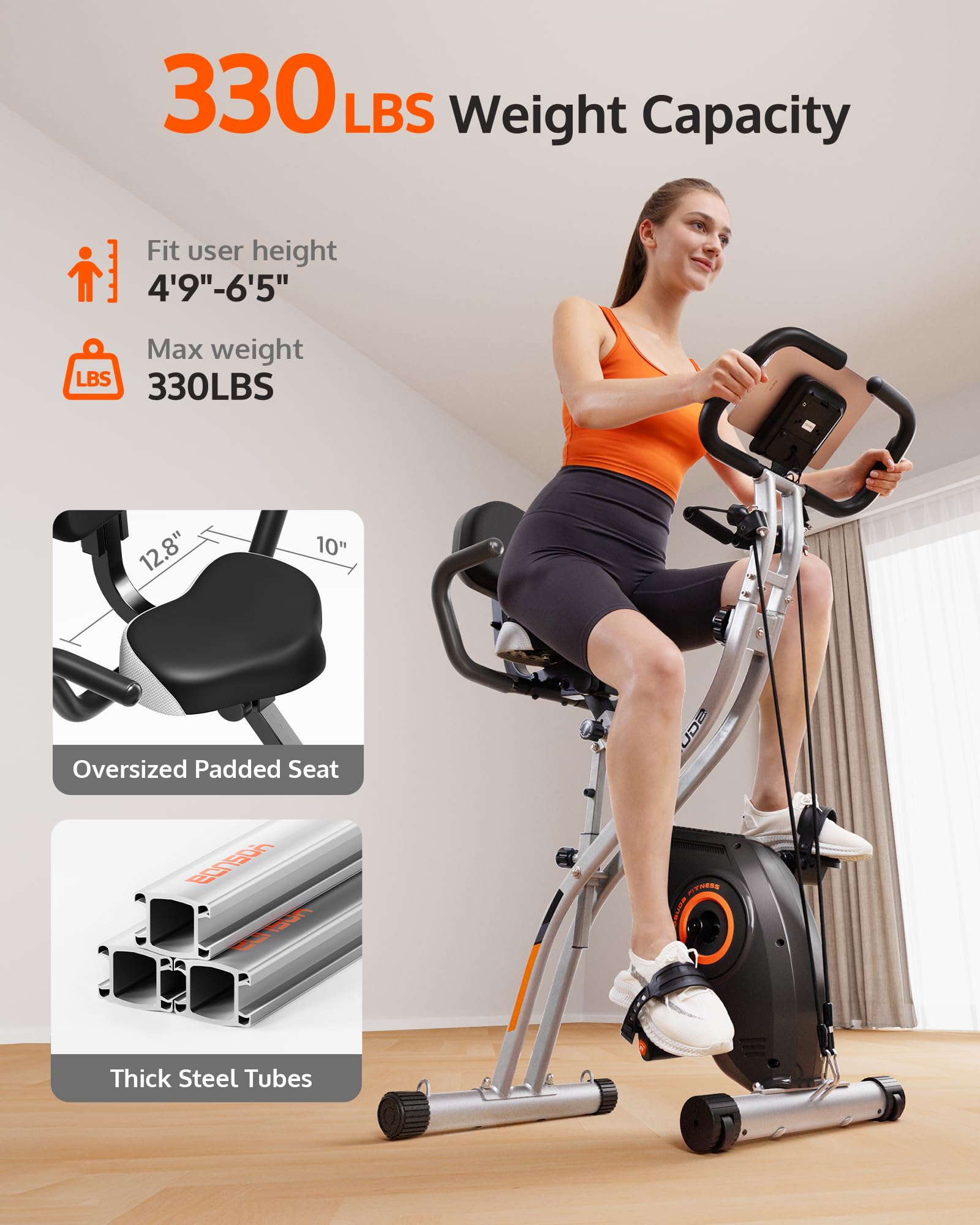 YOSUDA Foldable Exercise Bike for Home Gym - Adjustable Stationary Bicycle with LCD Monitor for Cardio & Strength Training | Perfect for Small Spaces, Apartment Workouts & Indoor Cycling