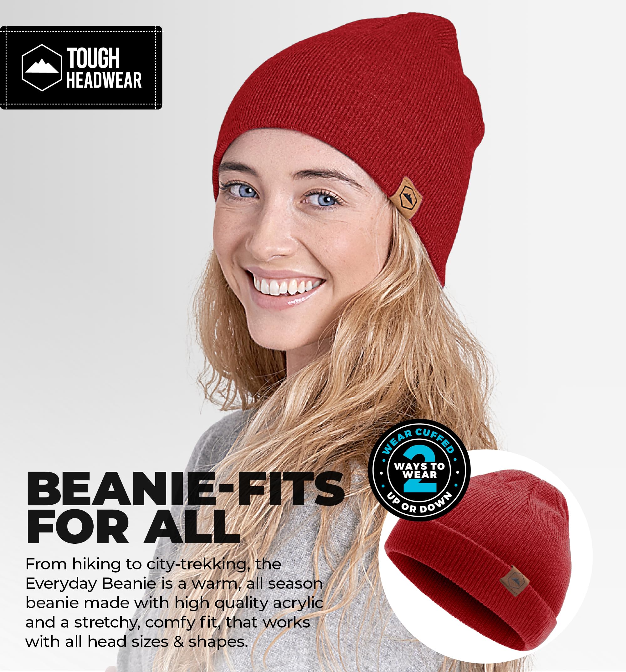 Premium Tough Headwear Knit Beanie for Men & Women - Warm Winter Hat for Cold Weather - Cozy Unisex Beanie for Outdoor Activities, Skiing & Snowboarding