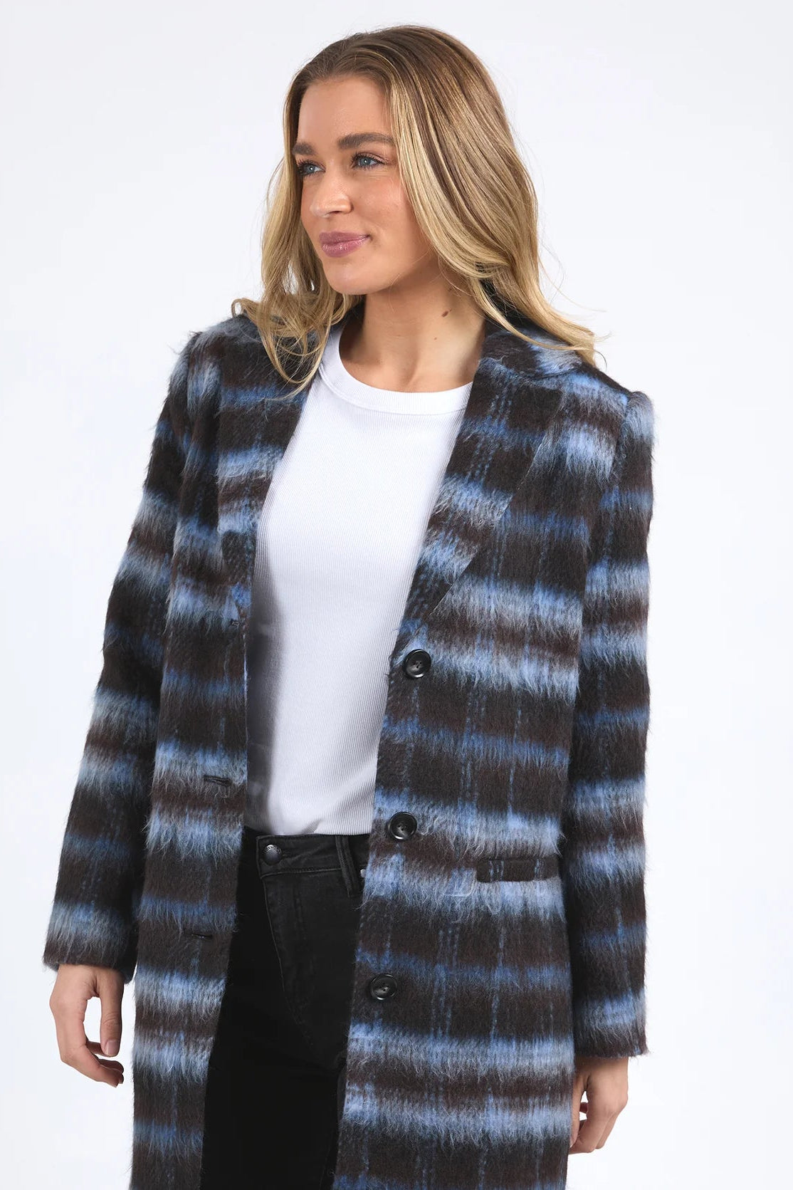 Bennett Chocolate Blue Check Coat for Men - Stylish Winter Wool Overcoat with Plaid Pattern - Perfect for Office, Business Meetings & Formal Events