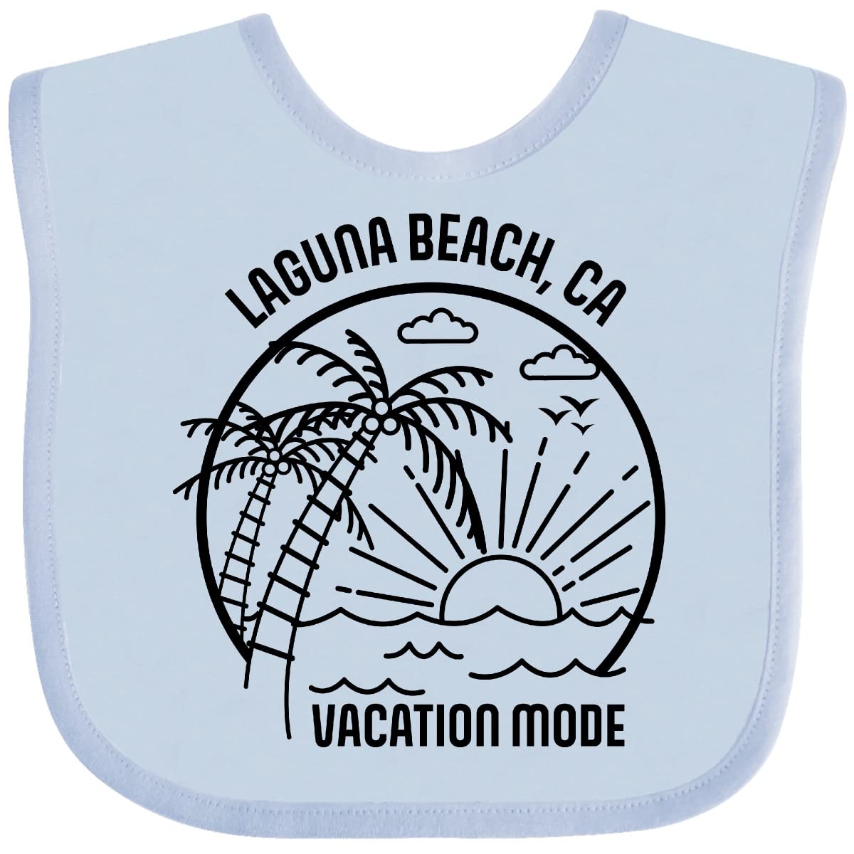 Inktastic Summer Vacation Mode Laguna Beach California Baby Bib - Cute & Soft Cotton Drool Bib for Infants & Toddlers - Perfect for Beach Trips, Travel & Everyday Use