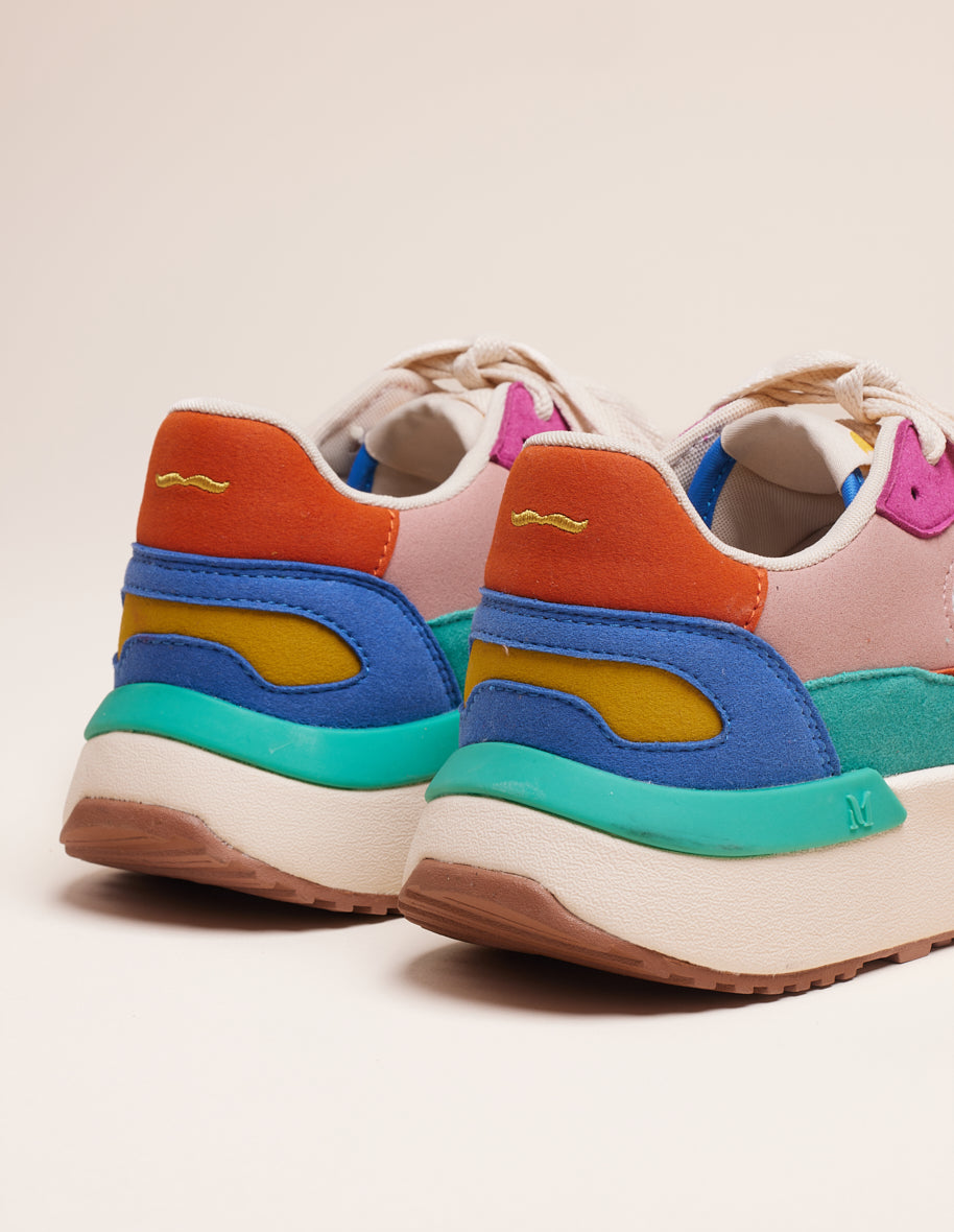 Anaelle Vegan Suede & Mesh Baskets - Yellow, Blue, Fuchsia Low-Top Sneakers for Women | Casual Wear, Street Style, Everyday Comfort