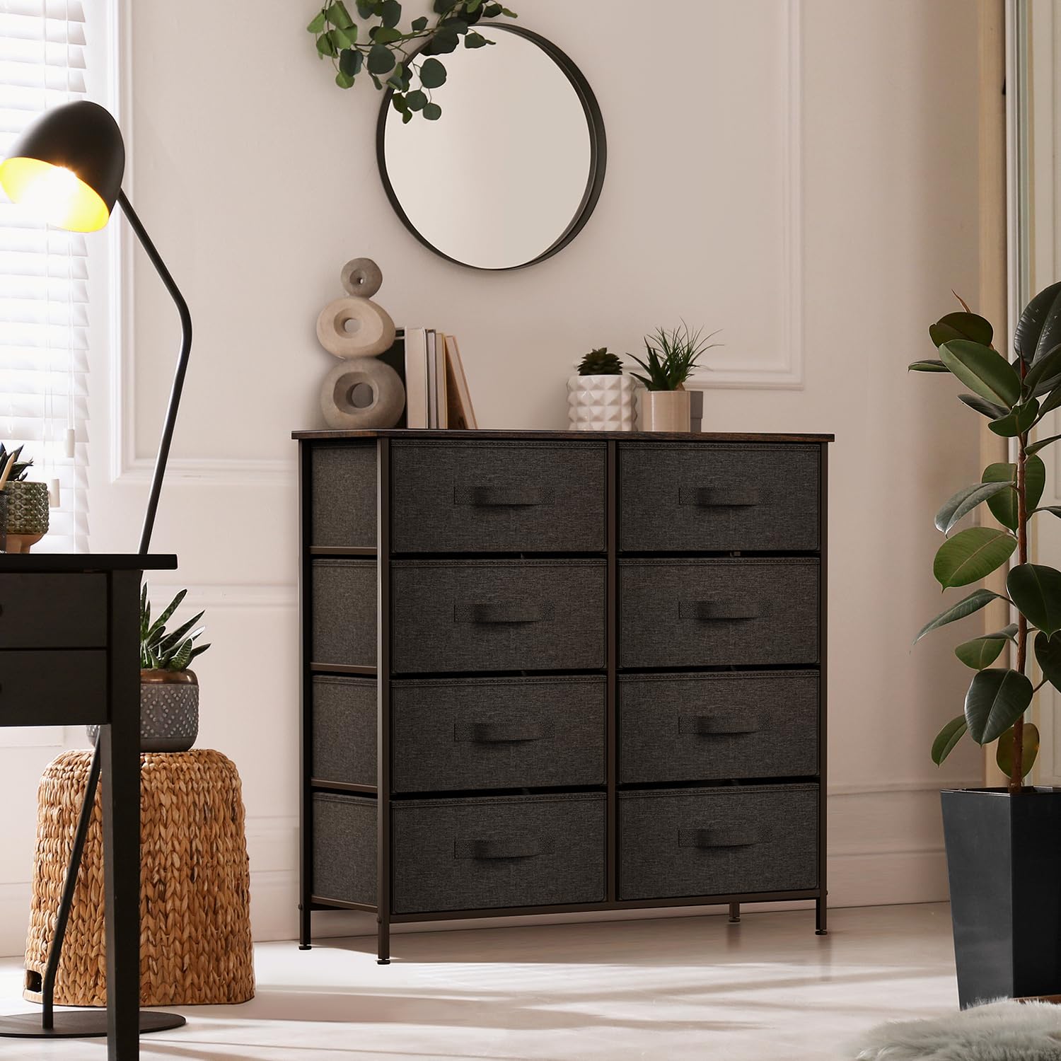 Sorbus 8-Drawer Dresser Organizer - Sturdy Steel Frame with Wood Top & Easy Pull Fabric Bins for Clothes Storage - Large Bedroom, Living Room, Nursery, Closet Organizer Furniture for Home Organization