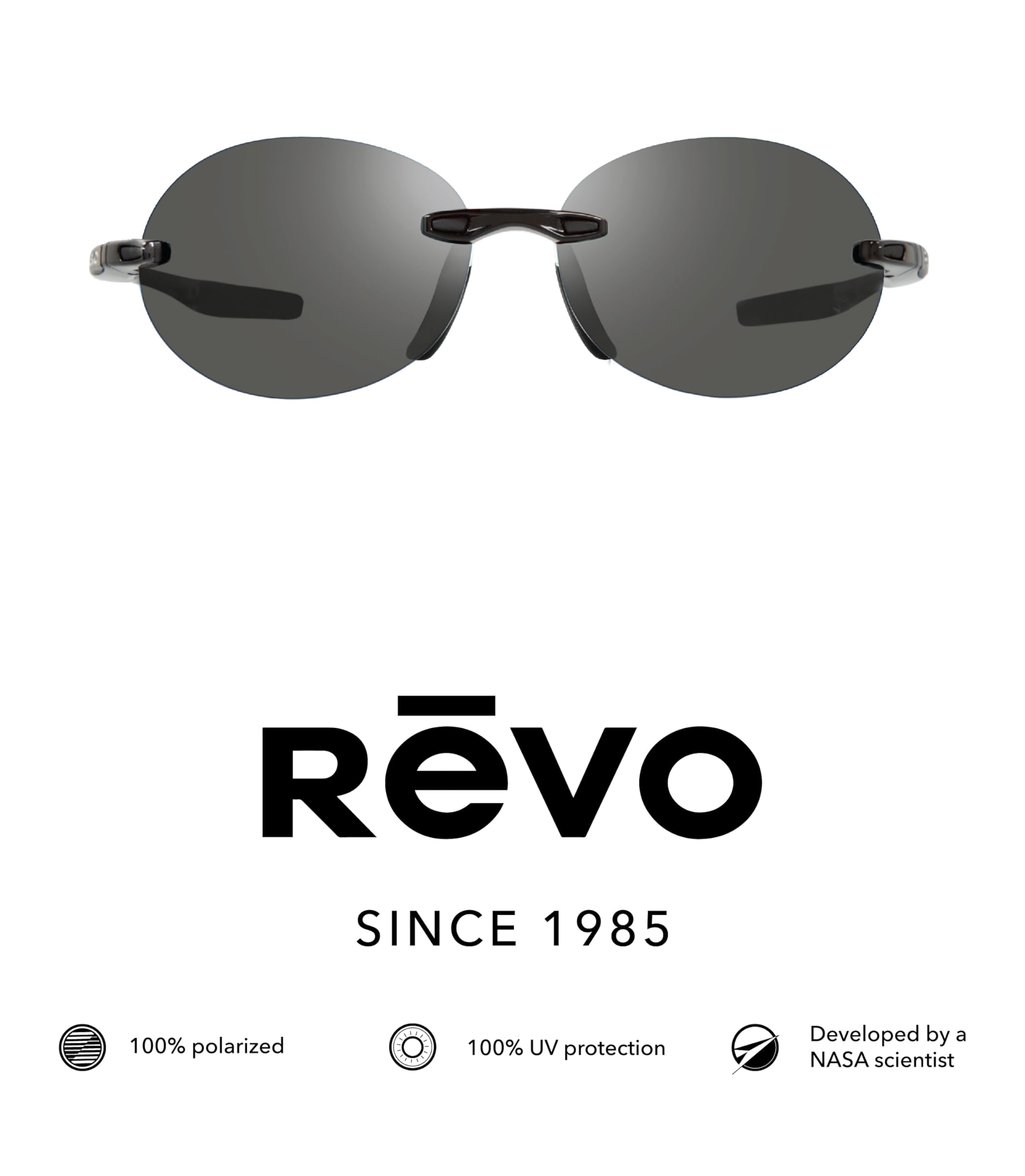 Revo Descend O Polarized Sunglasses - Rimless Oval Frame for Men & Women - UV Protection for Driving, Running, Outdoor Sports & Travel
