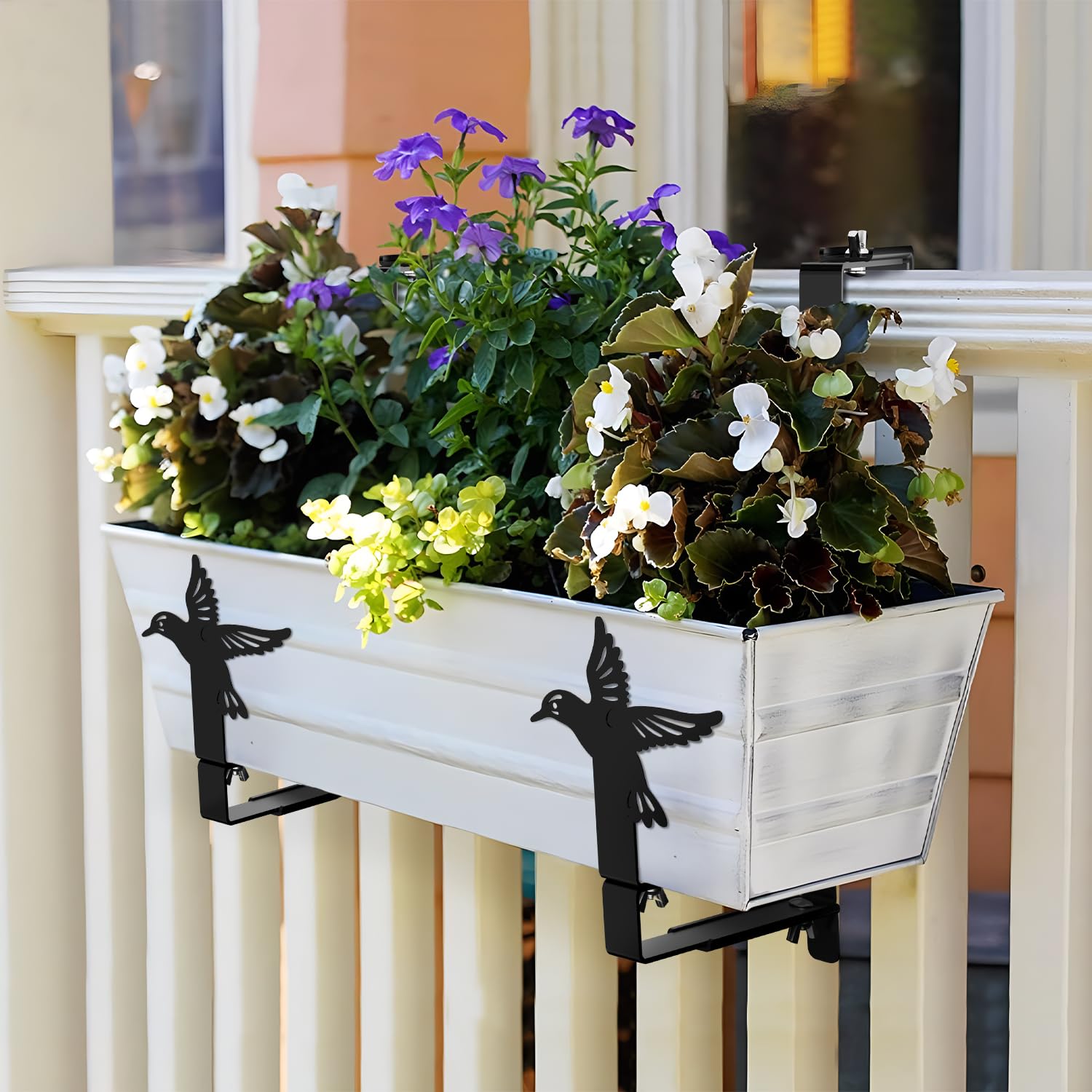 **Heavy Duty Adjustable Planter Box Brackets - Universal Window Flower Box Hooks for Balcony, Fence, Patio & Garden - Wall Mounting Kit (4 Pack) - Perfect for Outdoor Decor & Urban Gardening**