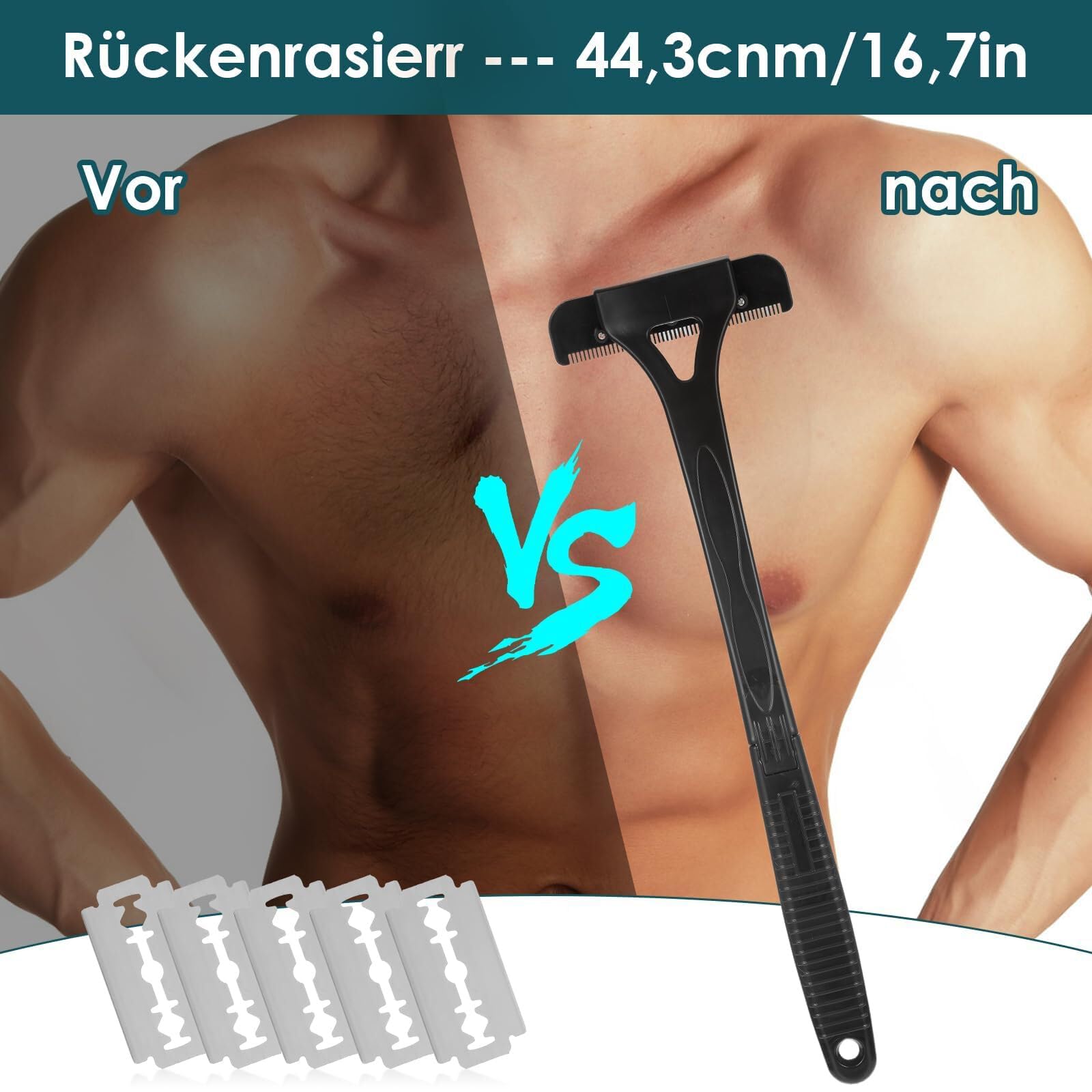 Professional Back Hair Shaver for Men - Electric Back Razor with Long Handle & Waterproof Design - Perfect for Hard-to-Reach Areas, Grooming & Personal Care at Home